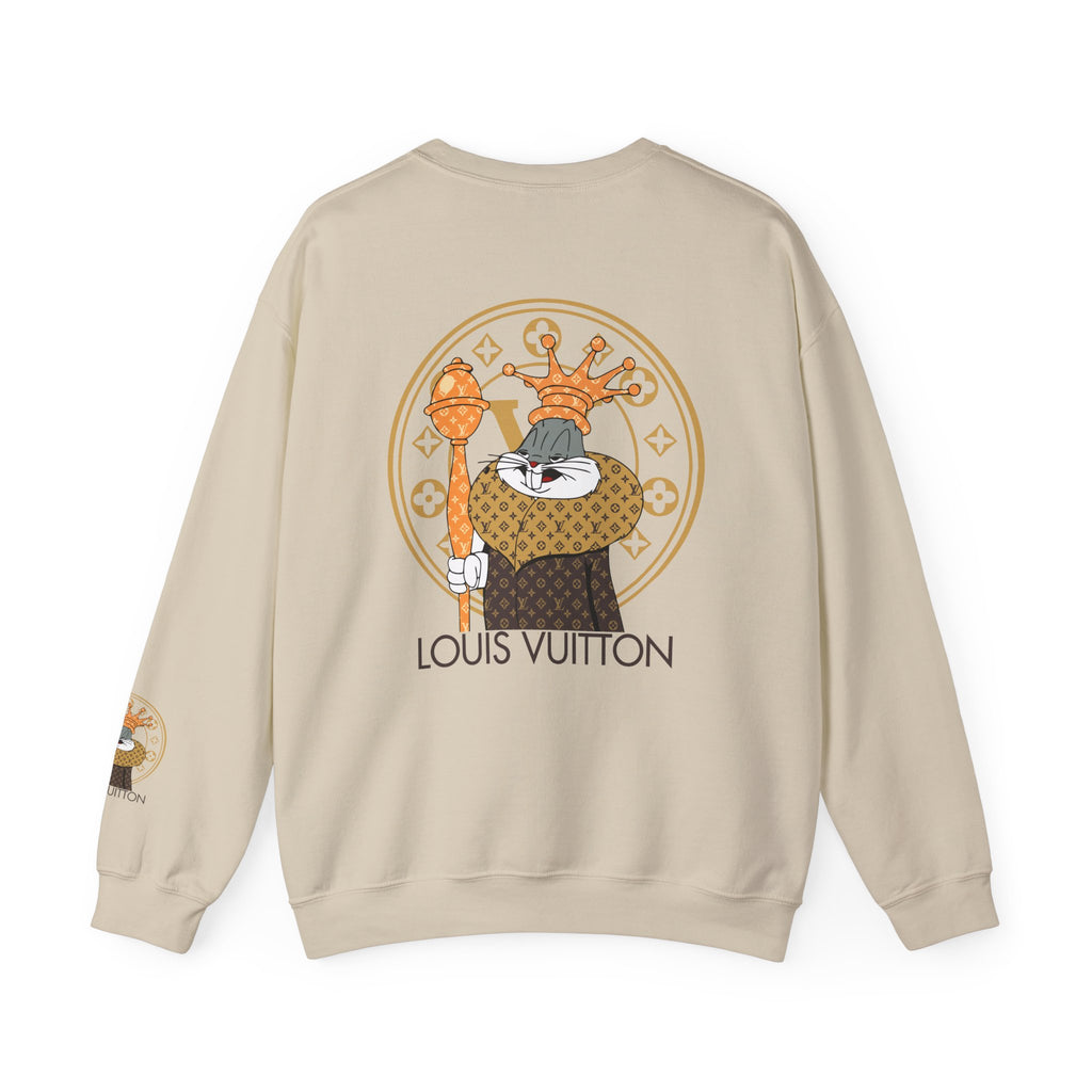 Luxury Logo Crewneck Sweatshirt — King Cat Graphic "Louis Vuitton"
