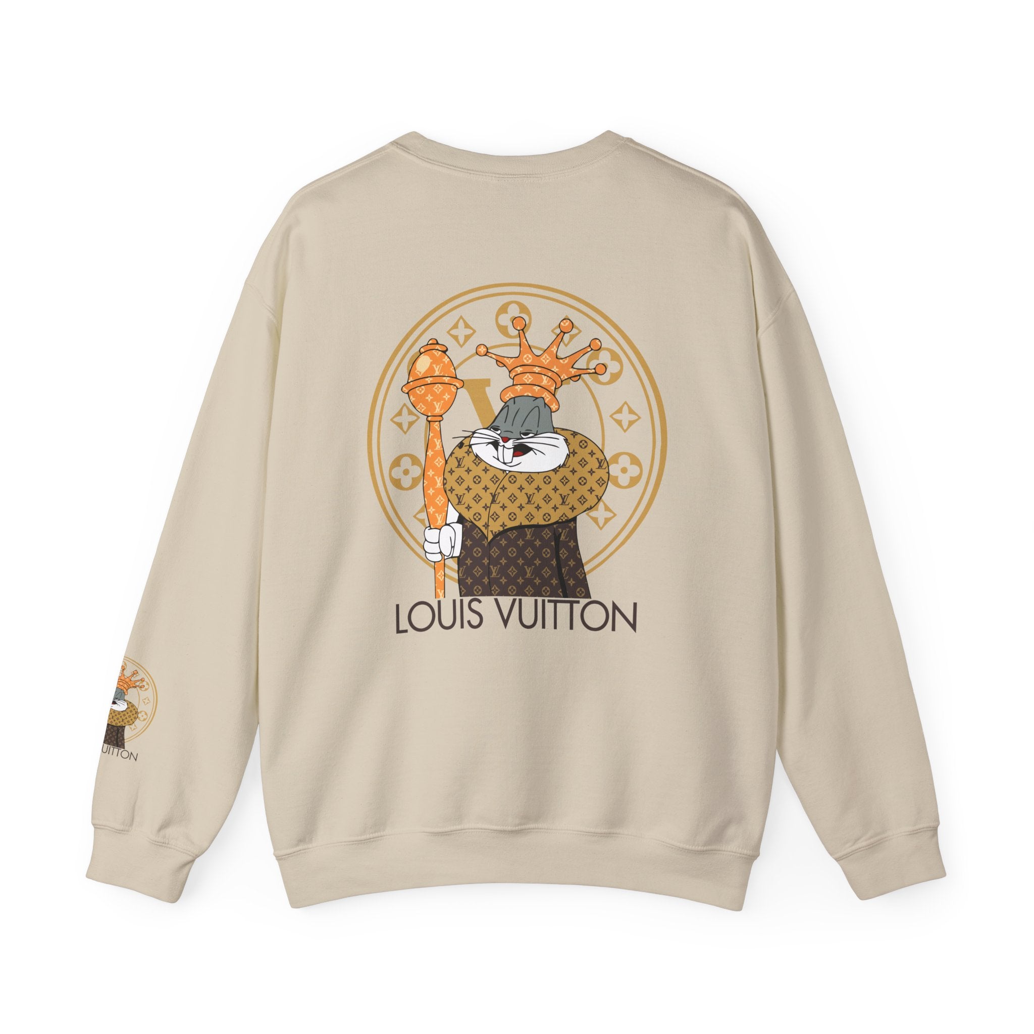 Luxury Logo Crewneck Sweatshirt — King Cat Graphic "Louis Vuitton"
