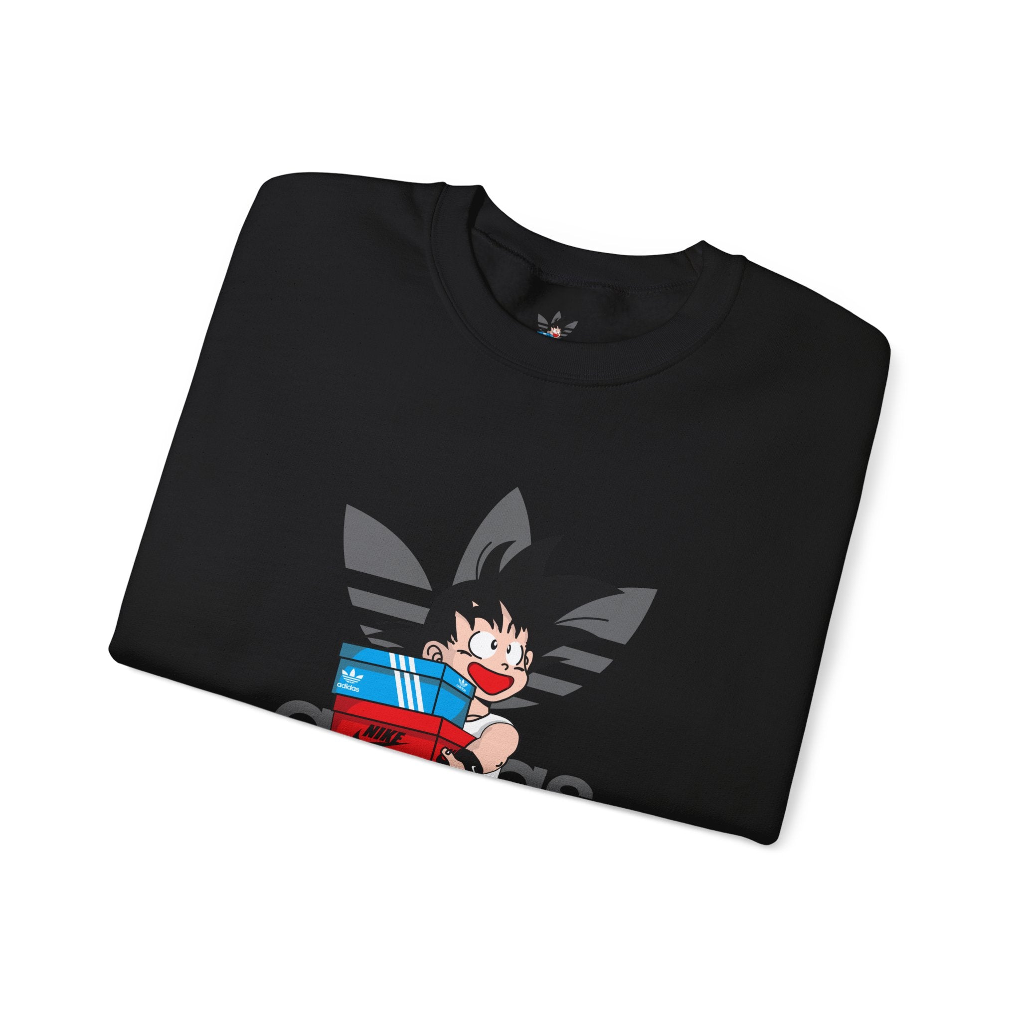 Anime Kid Graphic Sweatshirt — Cute Goku Shopping Adidas-Style Crewneck