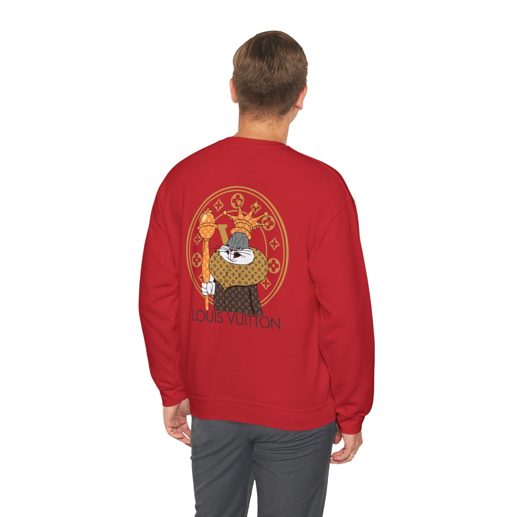 Luxury Logo Crewneck Sweatshirt — King Cat Graphic "Louis Vuitton"