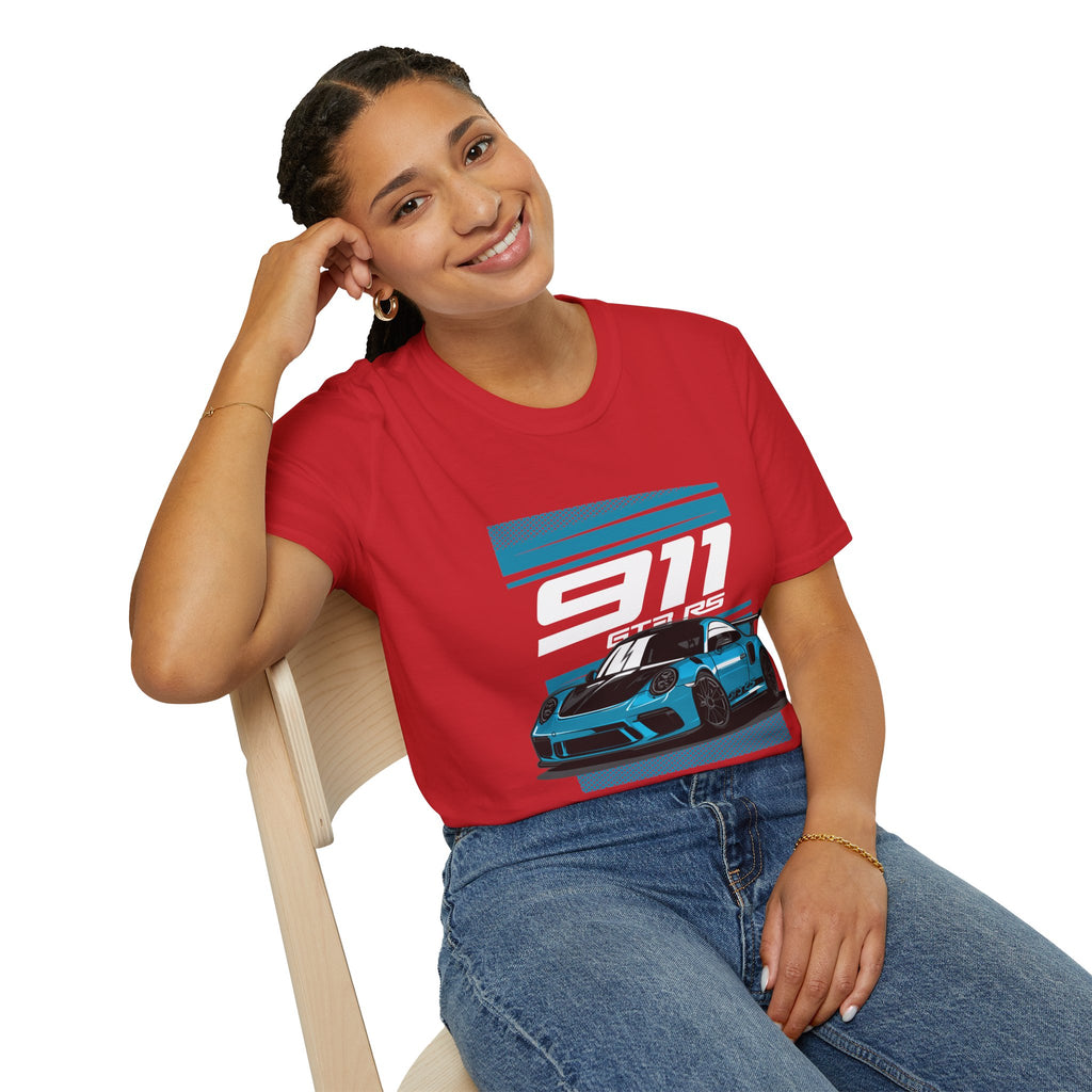 Porsche 911 GT3 RS Racing T-Shirt — Blue Track Car Graphic Tee