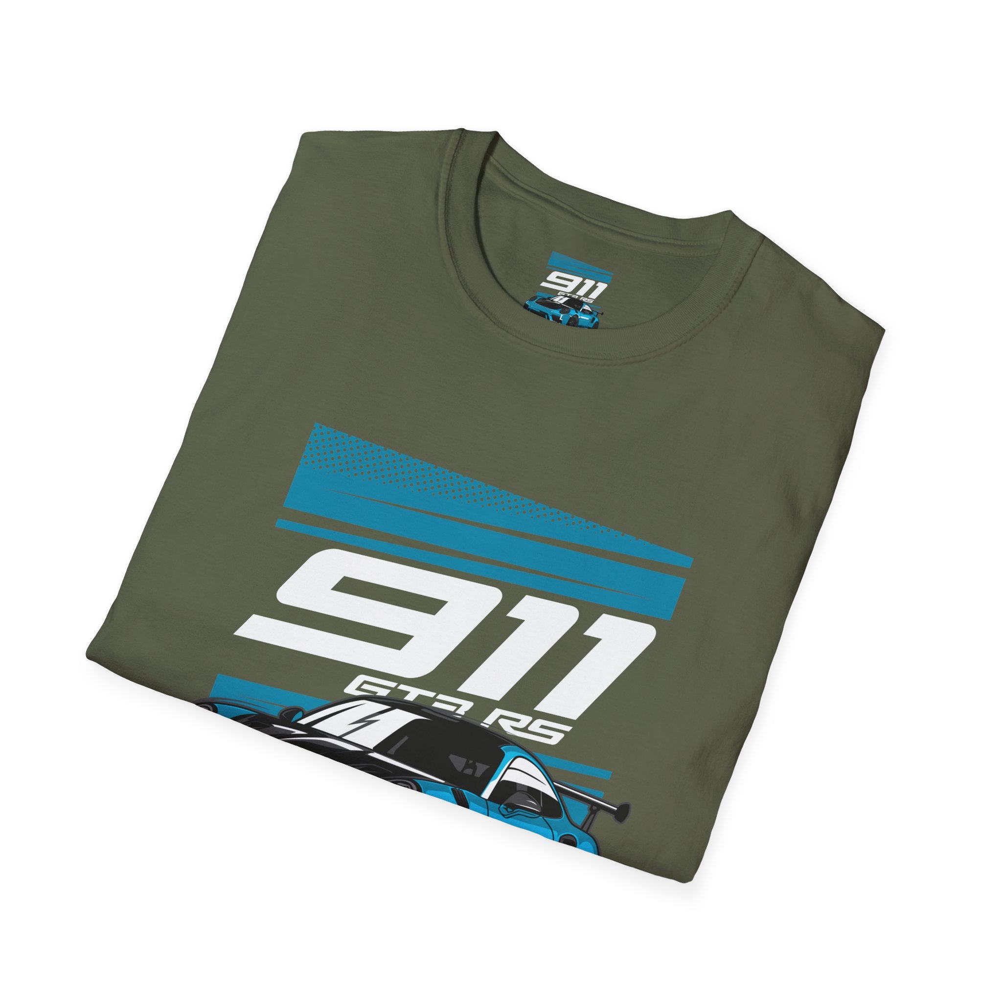 Porsche 911 GT3 RS Racing T-Shirt — Blue Track Car Graphic Tee