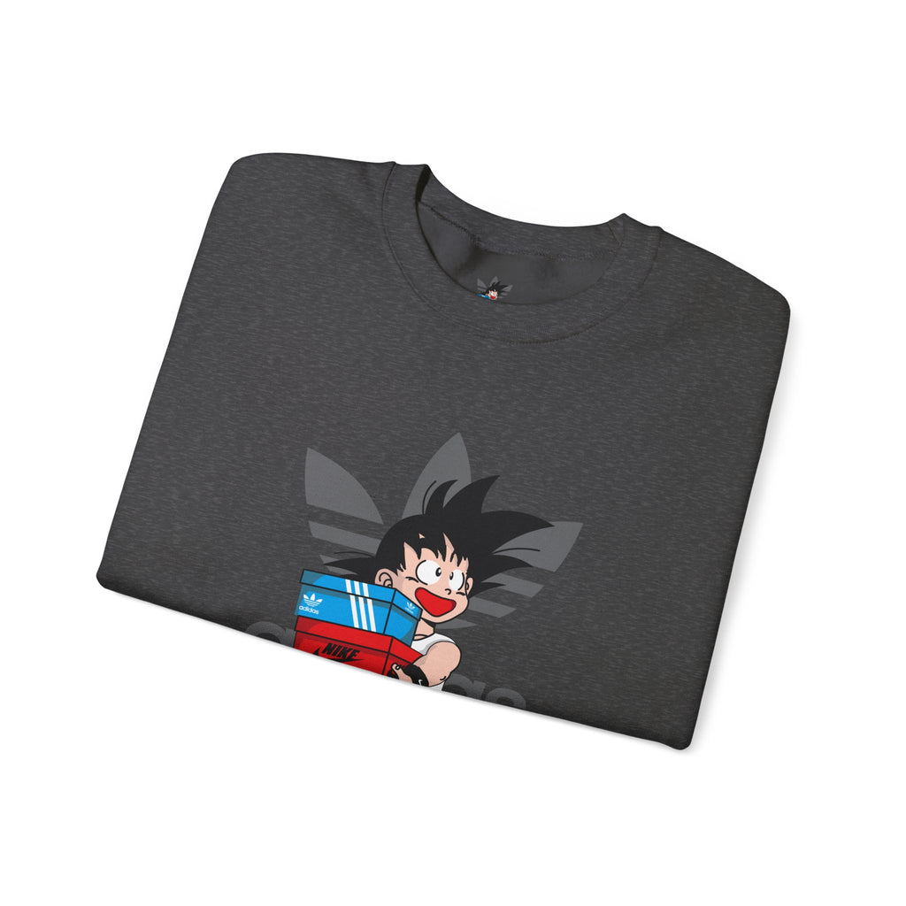 Anime Kid Graphic Sweatshirt — Cute Goku Shopping Adidas-Style Crewneck