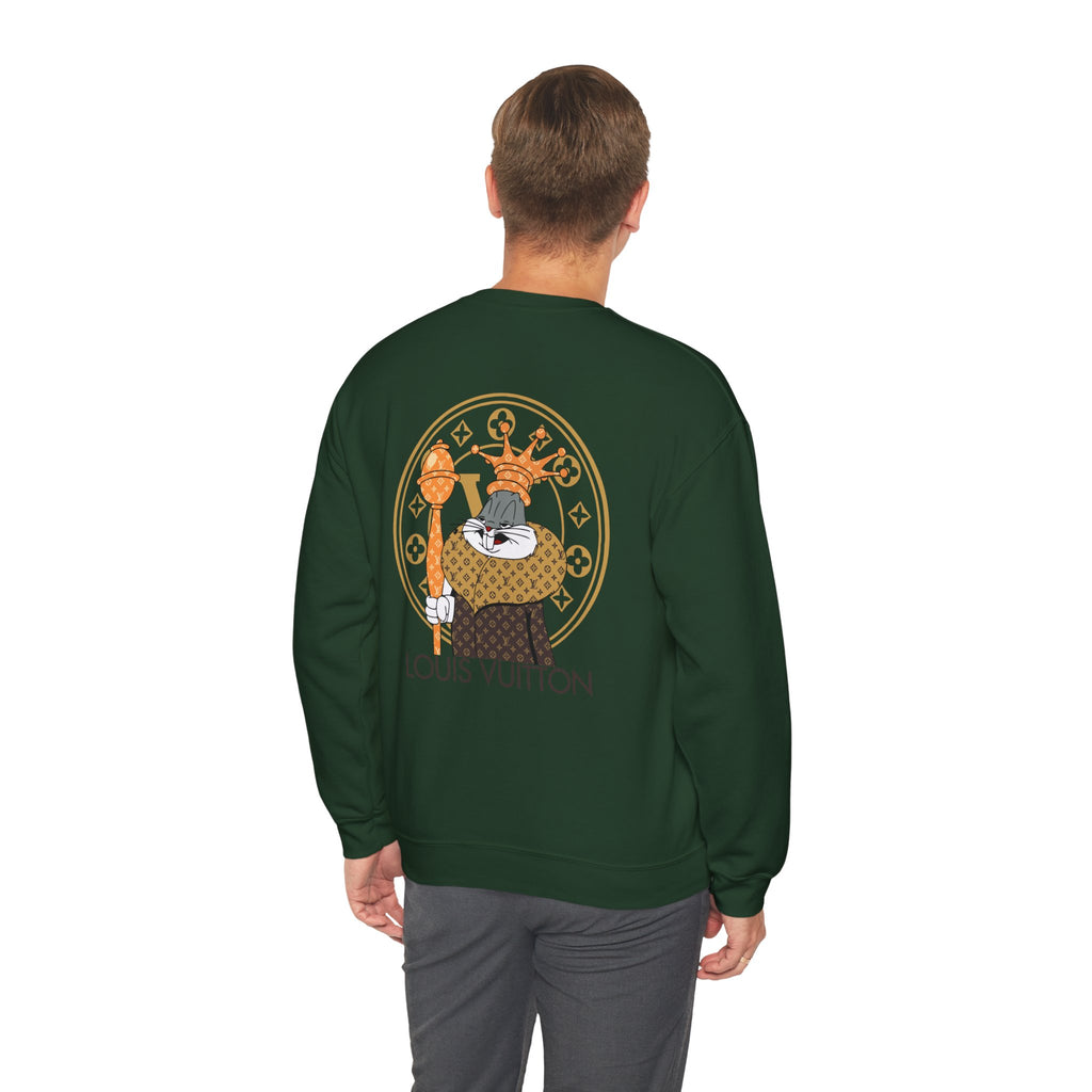 Luxury Logo Crewneck Sweatshirt — King Cat Graphic "Louis Vuitton"
