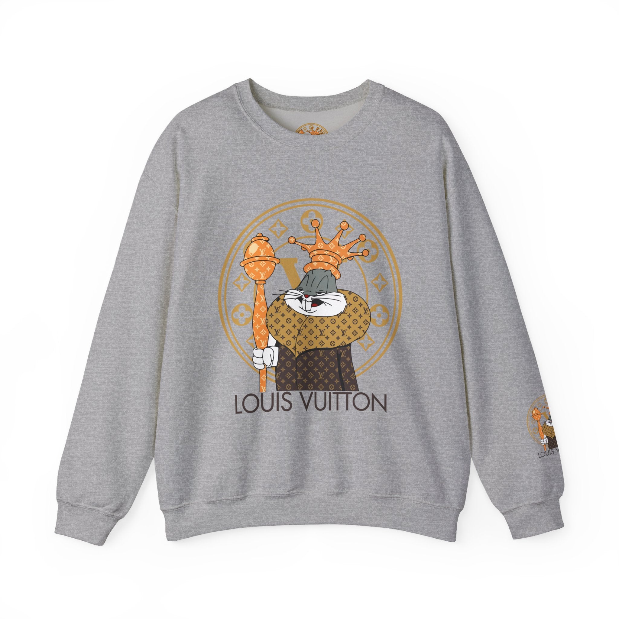 Luxury Logo Crewneck Sweatshirt — King Cat Graphic "Louis Vuitton"