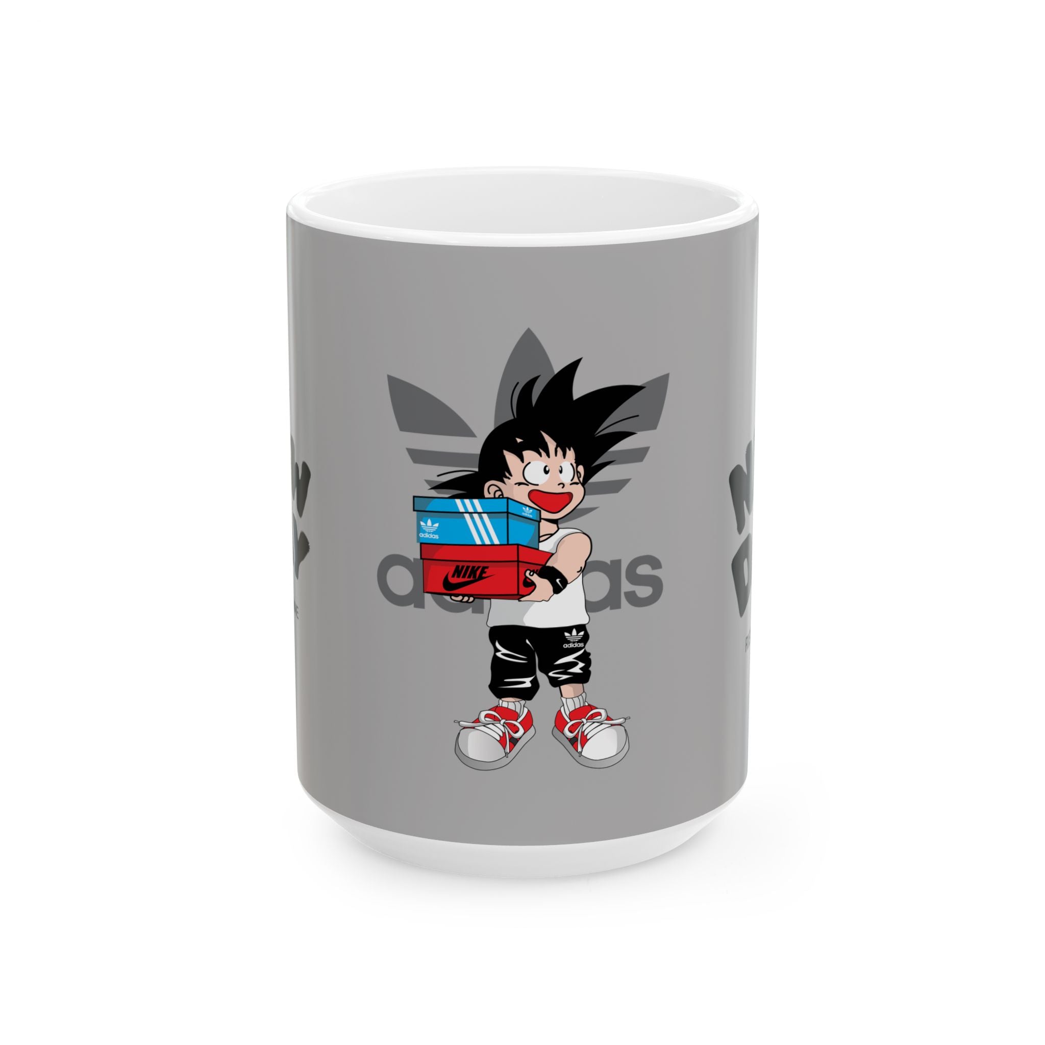 Anime Sneakerhead Mug — Cute Boy with Shoe Boxes, Retro Streetwear Coffee Cup (11oz/15oz)