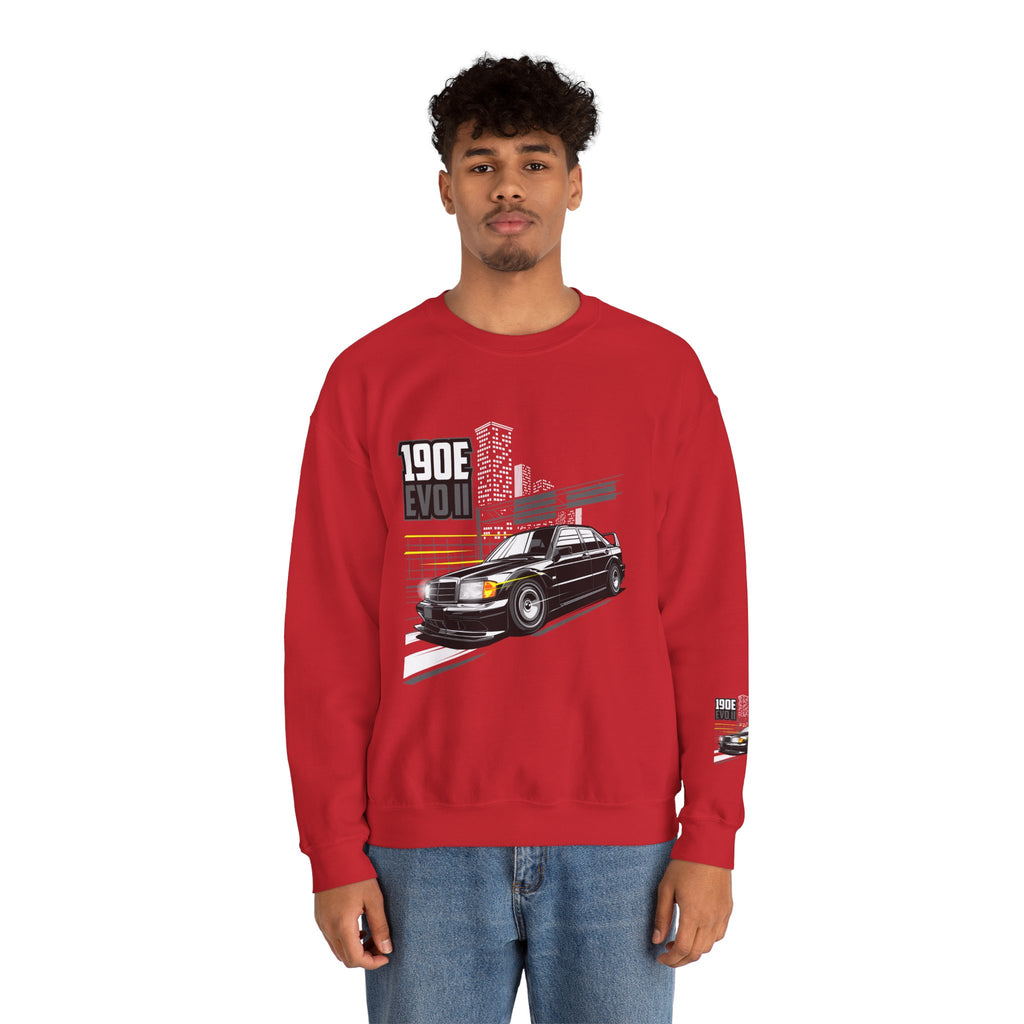 190E Evo II Crewneck Sweatshirt — Classic Mercedes 190E Car Graphic