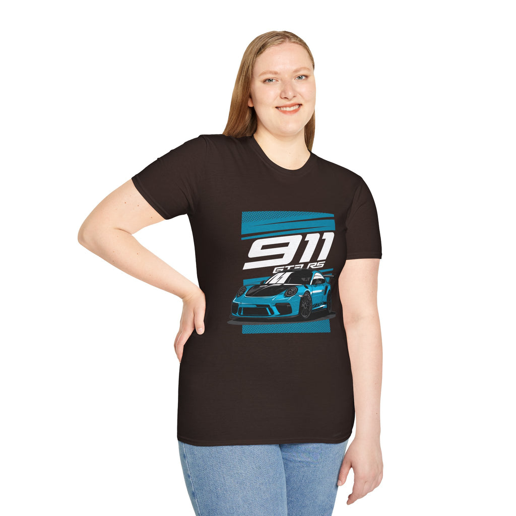 Porsche 911 GT3 RS Racing T-Shirt — Blue Track Car Graphic Tee