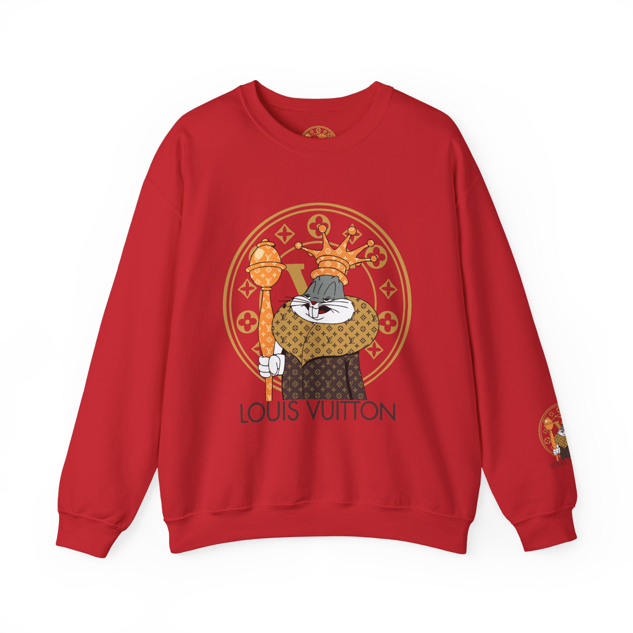 Luxury Logo Crewneck Sweatshirt — King Cat Graphic "Louis Vuitton"