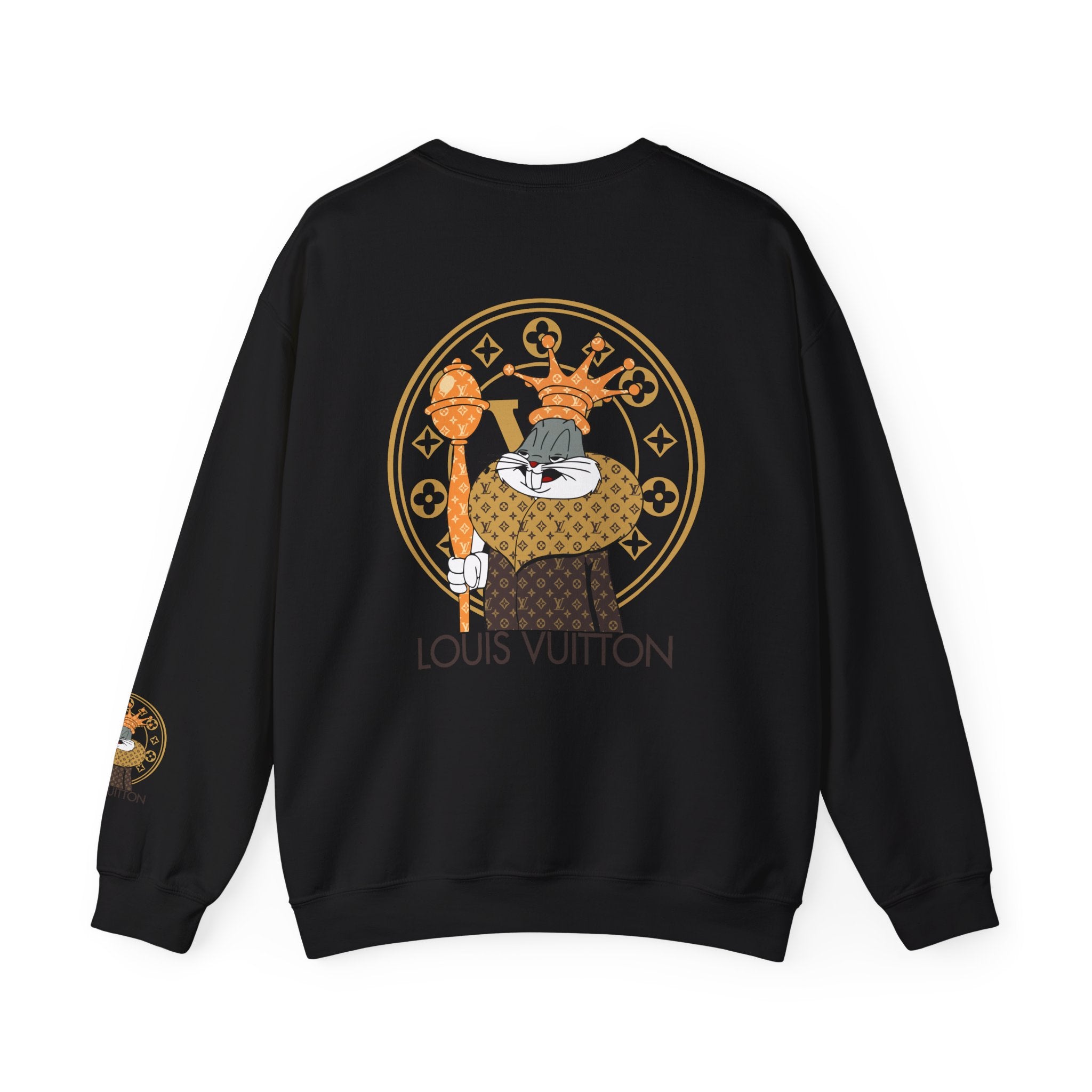 Luxury Logo Crewneck Sweatshirt — King Cat Graphic "Louis Vuitton"