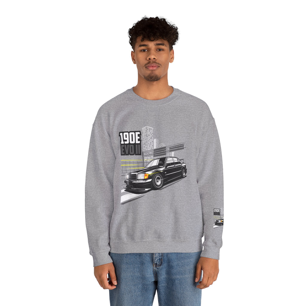 190E Evo II Crewneck Sweatshirt — Classic Mercedes 190E Car Graphic