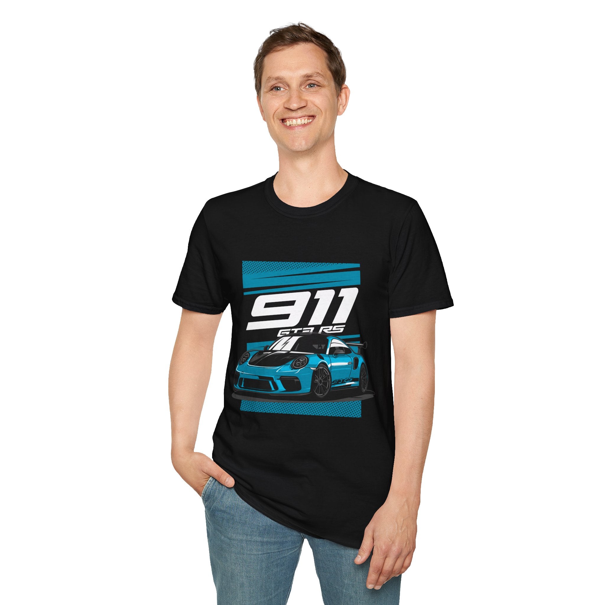 Porsche 911 GT3 RS Racing T-Shirt — Blue Track Car Graphic Tee