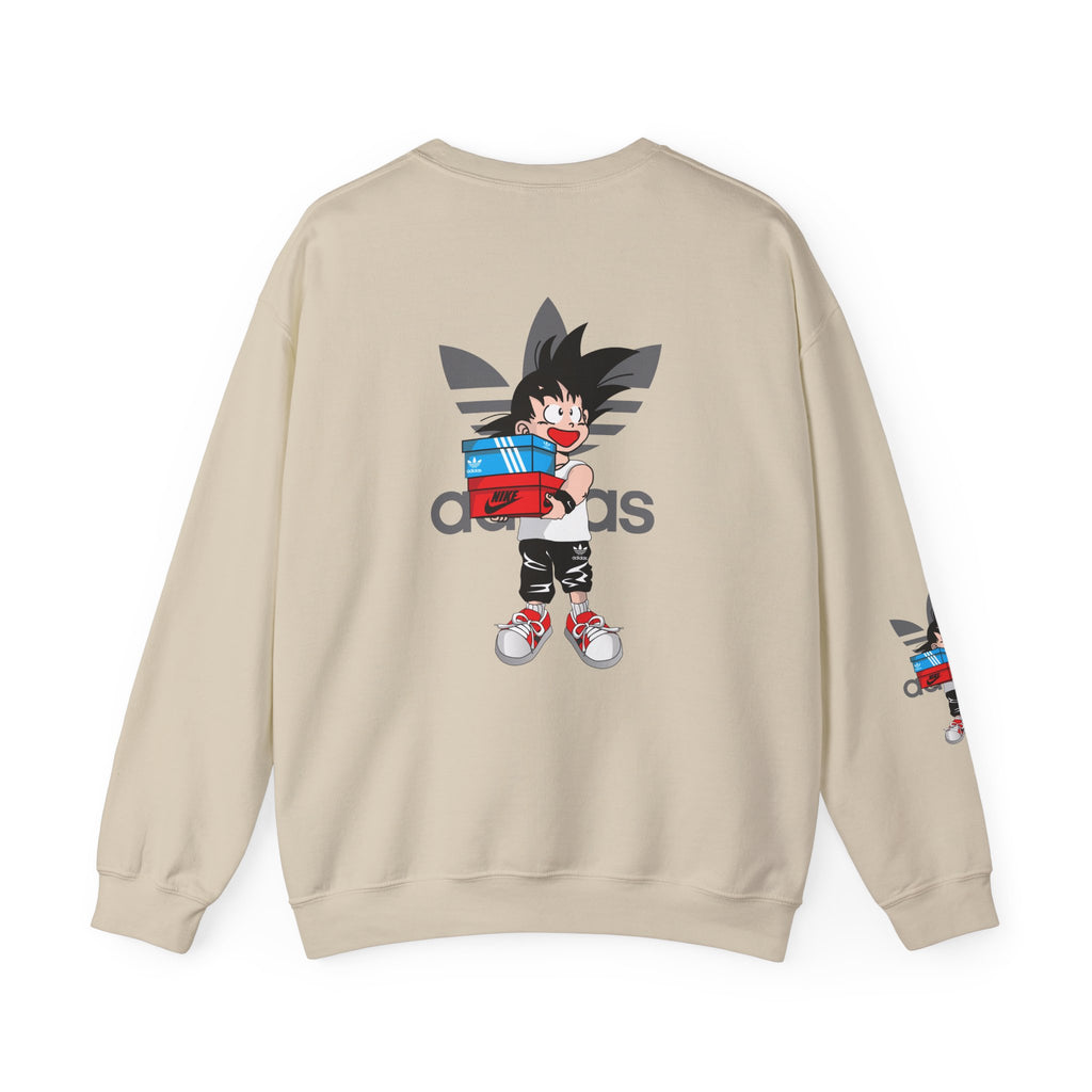 Anime Kid Graphic Sweatshirt — Cute Goku Shopping Adidas-Style Crewneck