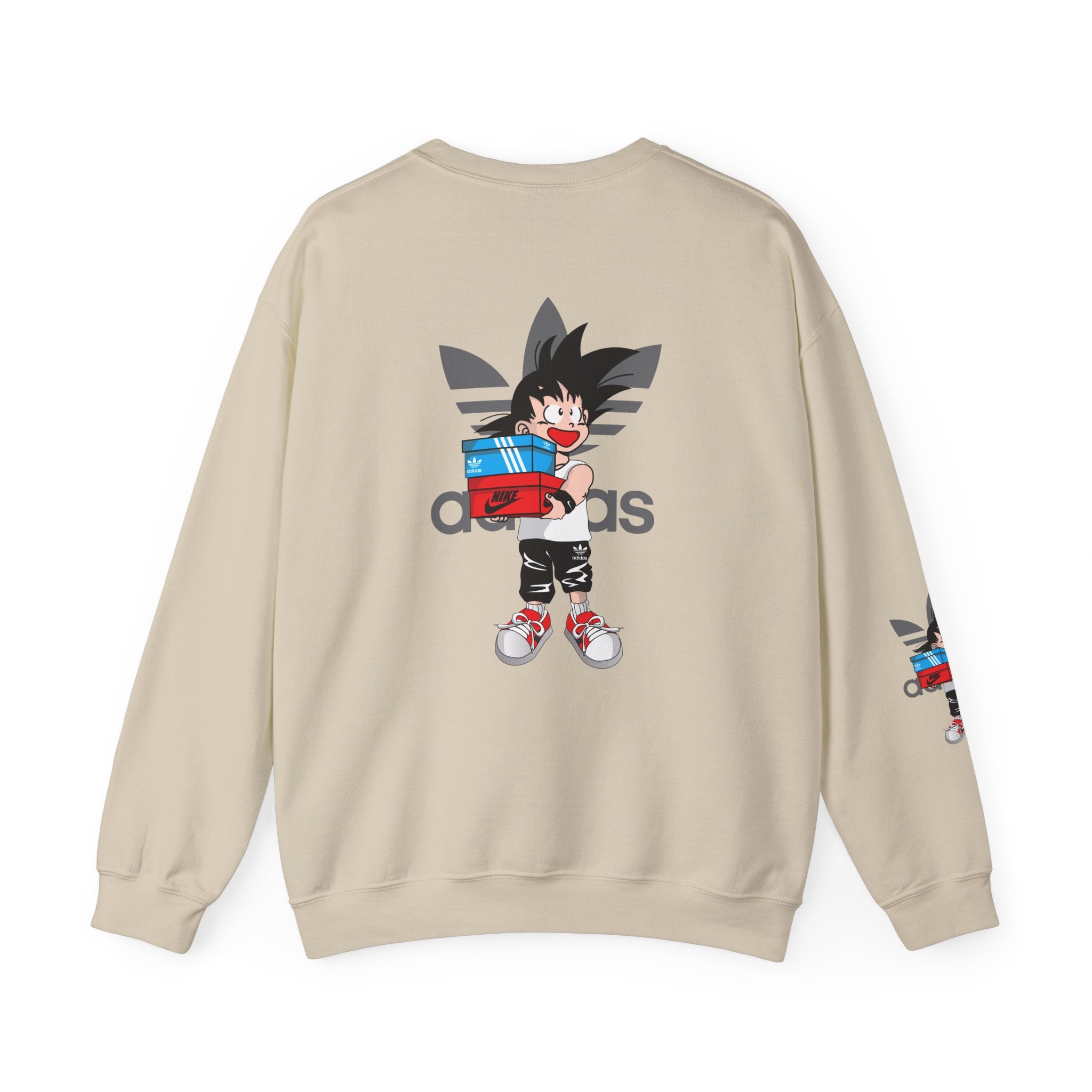Anime Kid Graphic Sweatshirt — Cute Goku Shopping Adidas-Style Crewneck