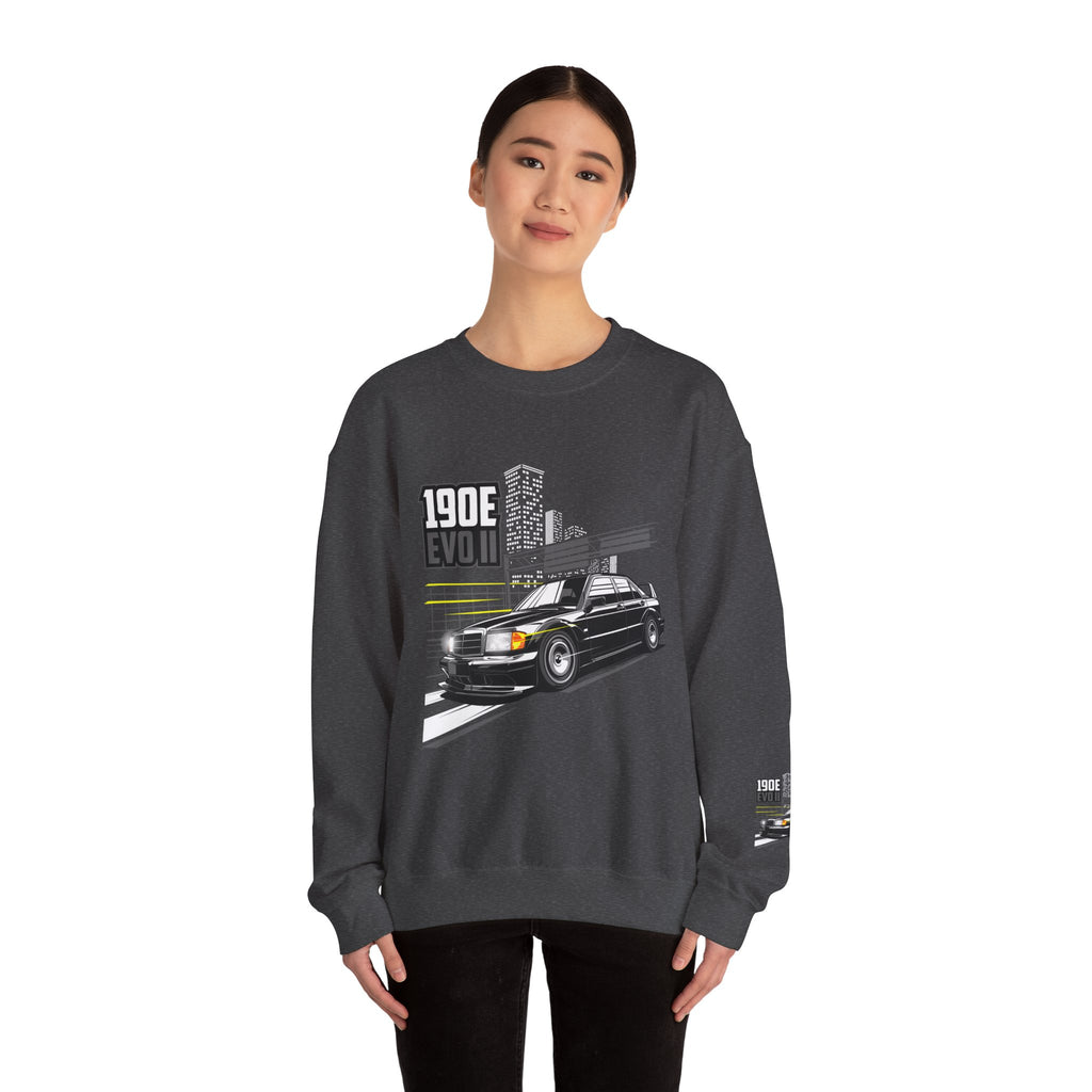 190E Evo II Crewneck Sweatshirt — Classic Mercedes 190E Car Graphic