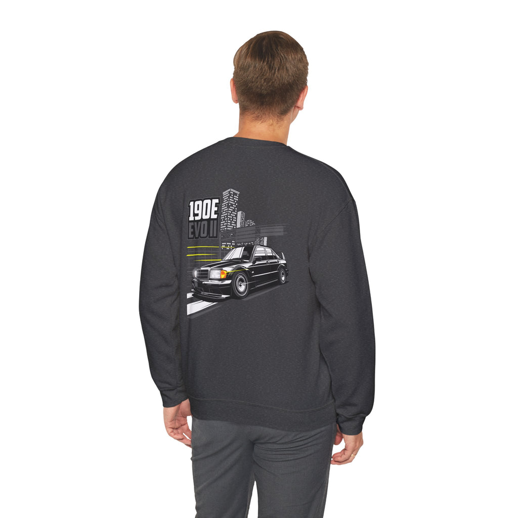 190E Evo II Crewneck Sweatshirt — Classic Mercedes 190E Car Graphic