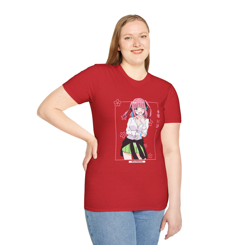 Anime Character T-Shirt — Cute Pink-Haired Schoolgirl Design ("Miku Nakano")