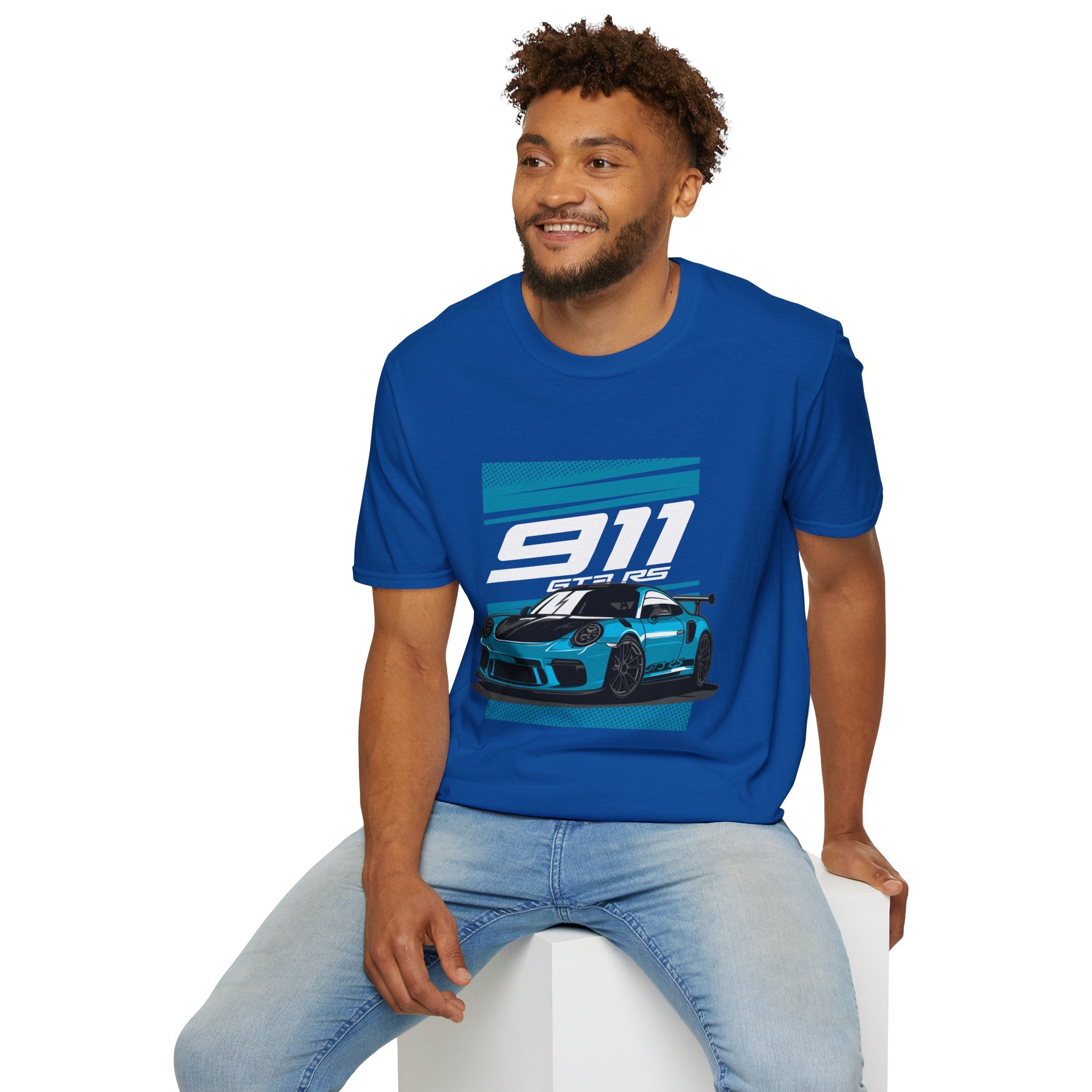 Porsche 911 GT3 RS Racing T-Shirt — Blue Track Car Graphic Tee