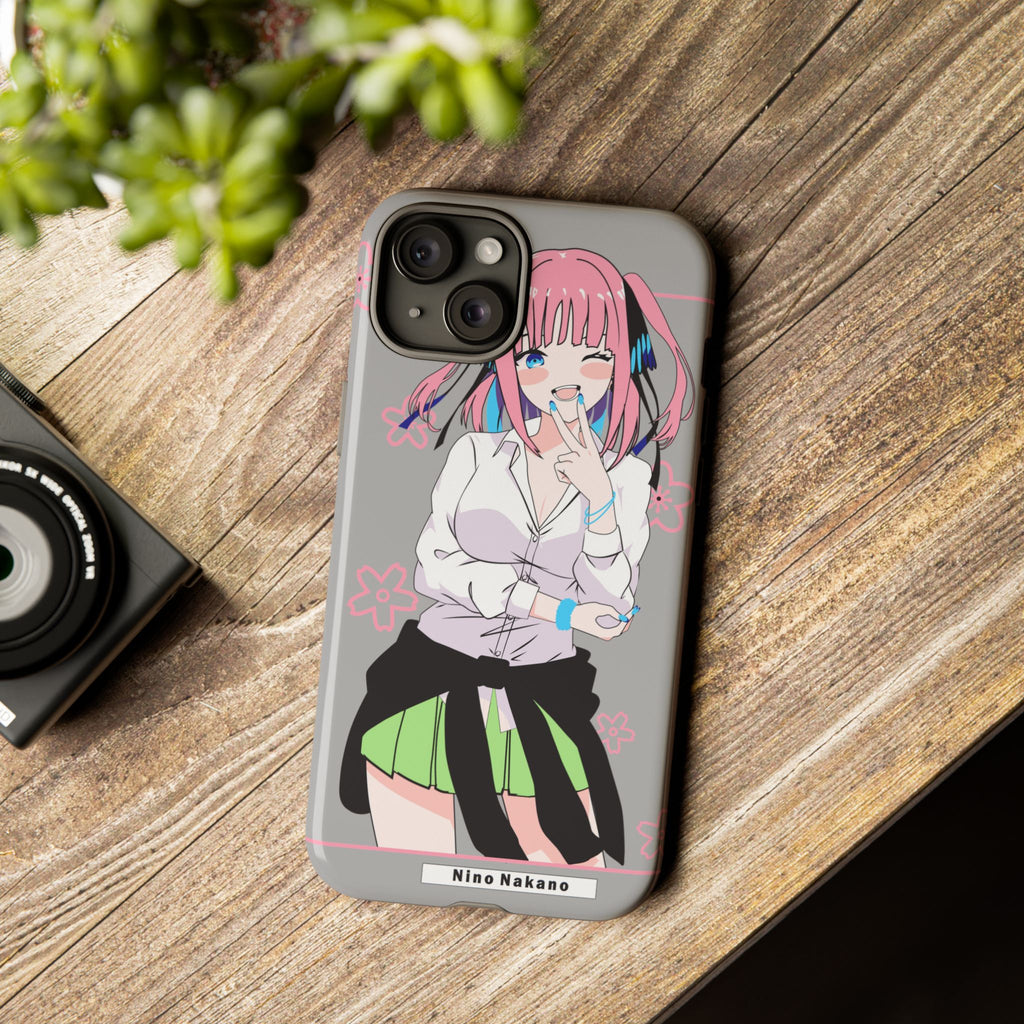Anime Girl Phone Case — Pink Haired Schoolgirl "Nino Nakano" Cute Otaku Protective Case