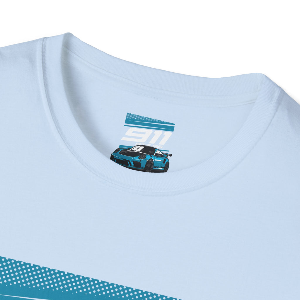 Porsche 911 GT3 RS Racing T-Shirt — Blue Track Car Graphic Tee