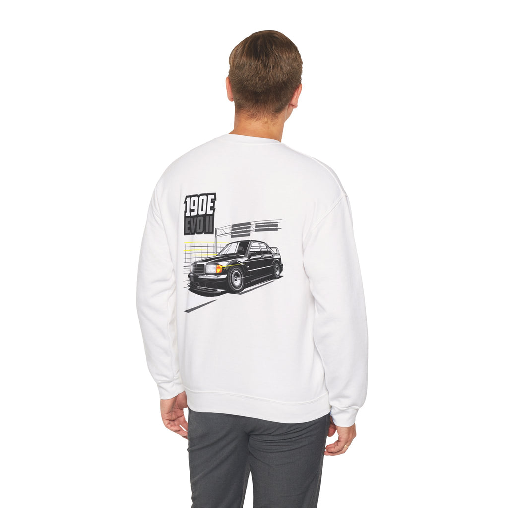 190E Evo II Crewneck Sweatshirt — Classic Mercedes 190E Car Graphic