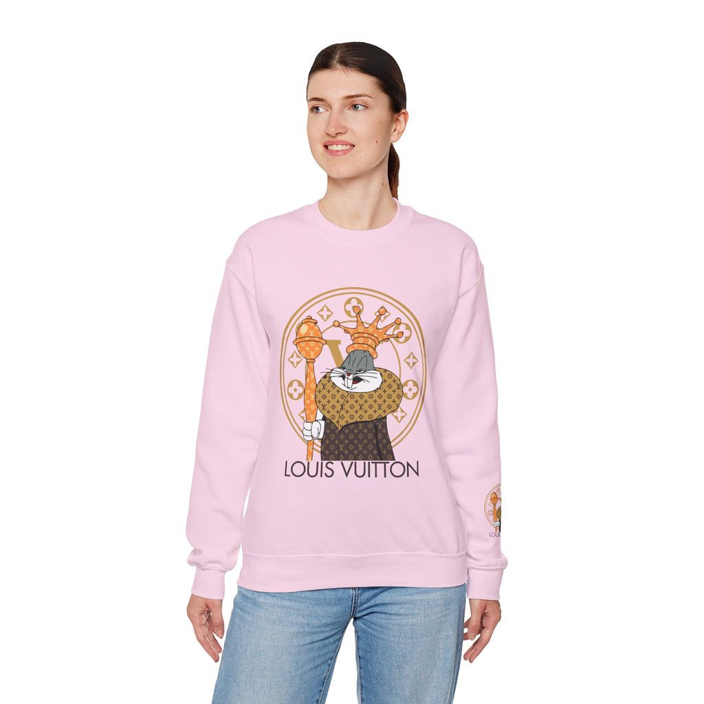Luxury Logo Crewneck Sweatshirt — King Cat Graphic "Louis Vuitton"