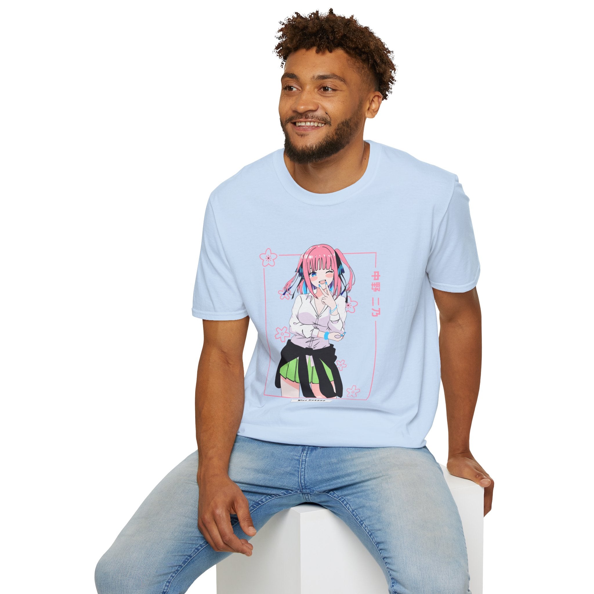 Anime Character T-Shirt — Cute Pink-Haired Schoolgirl Design ("Miku Nakano")