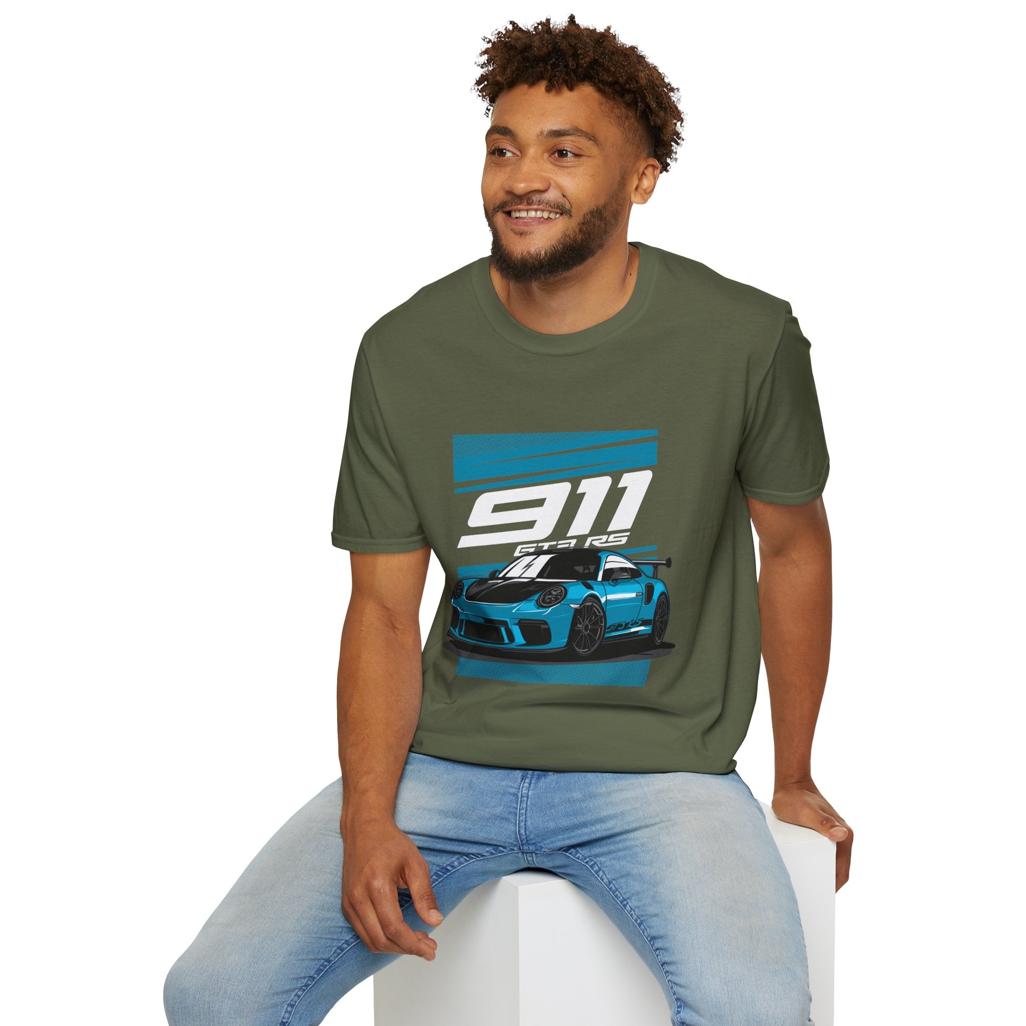 Porsche 911 GT3 RS Racing T-Shirt — Blue Track Car Graphic Tee