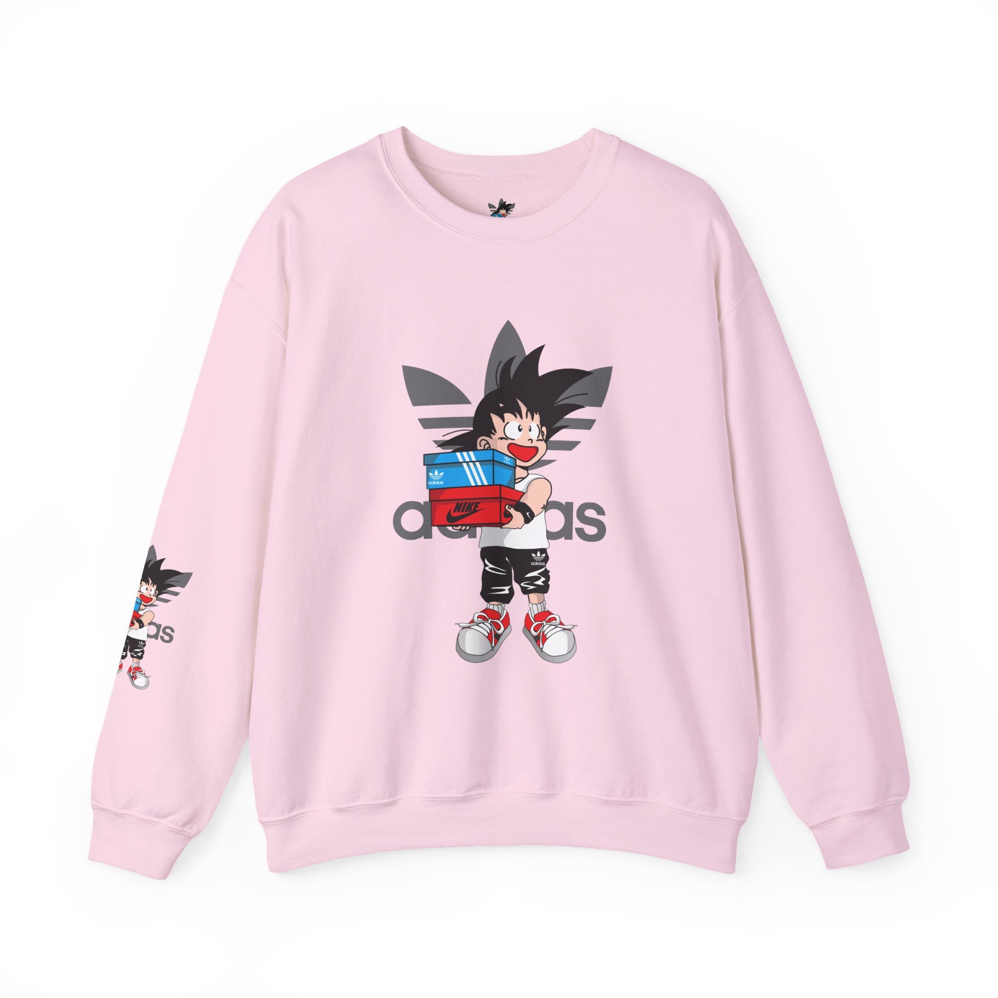Anime Kid Graphic Sweatshirt — Cute Goku Shopping Adidas-Style Crewneck