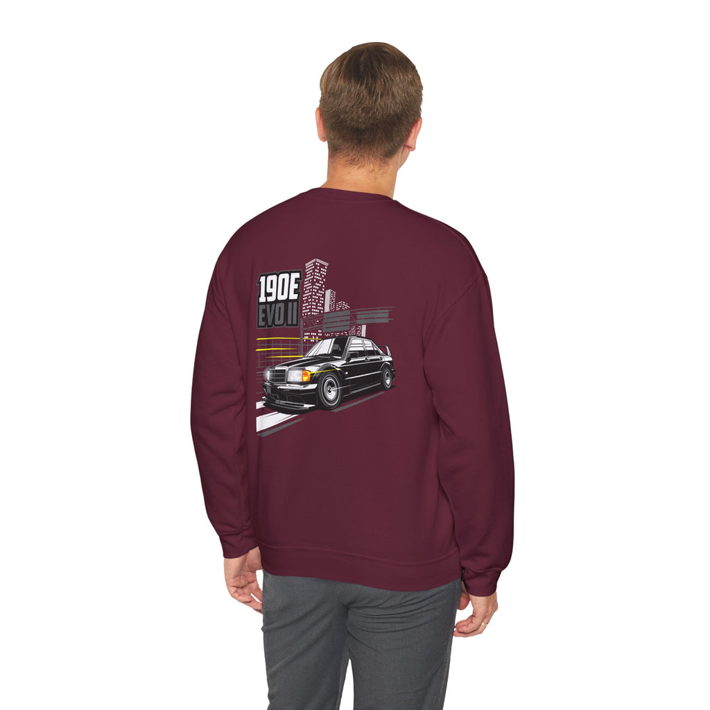190E Evo II Crewneck Sweatshirt — Classic Mercedes 190E Car Graphic