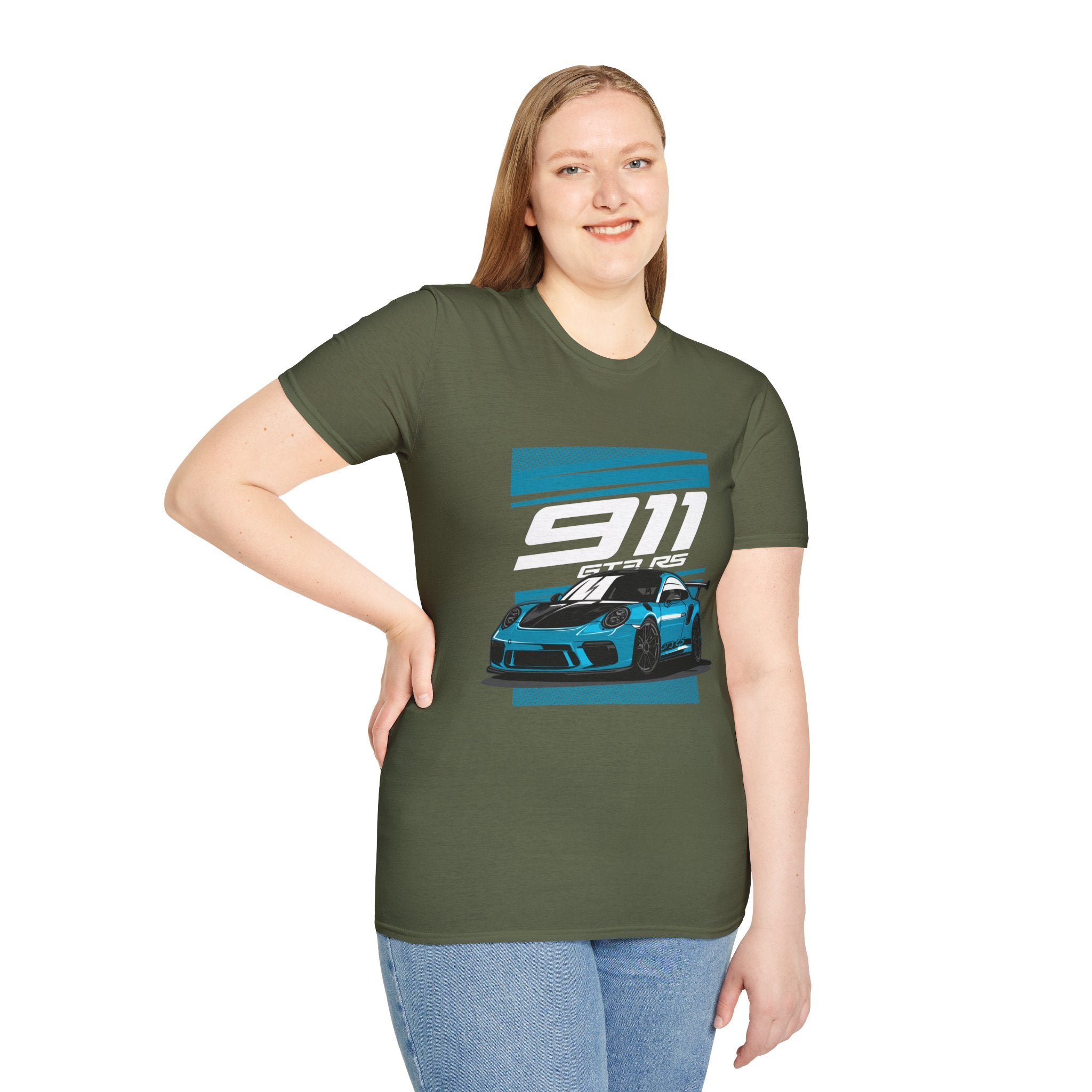 Porsche 911 GT3 RS Racing T-Shirt — Blue Track Car Graphic Tee