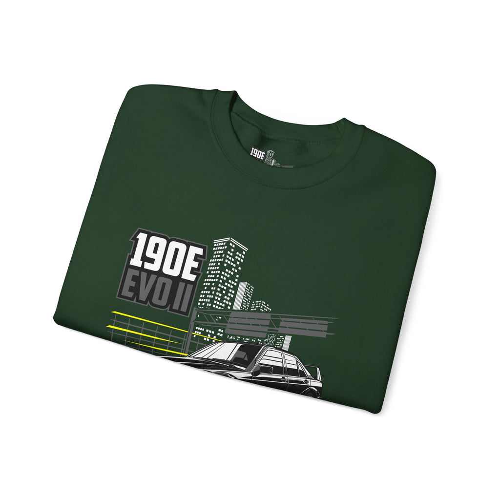 190E Evo II Crewneck Sweatshirt — Classic Mercedes 190E Car Graphic