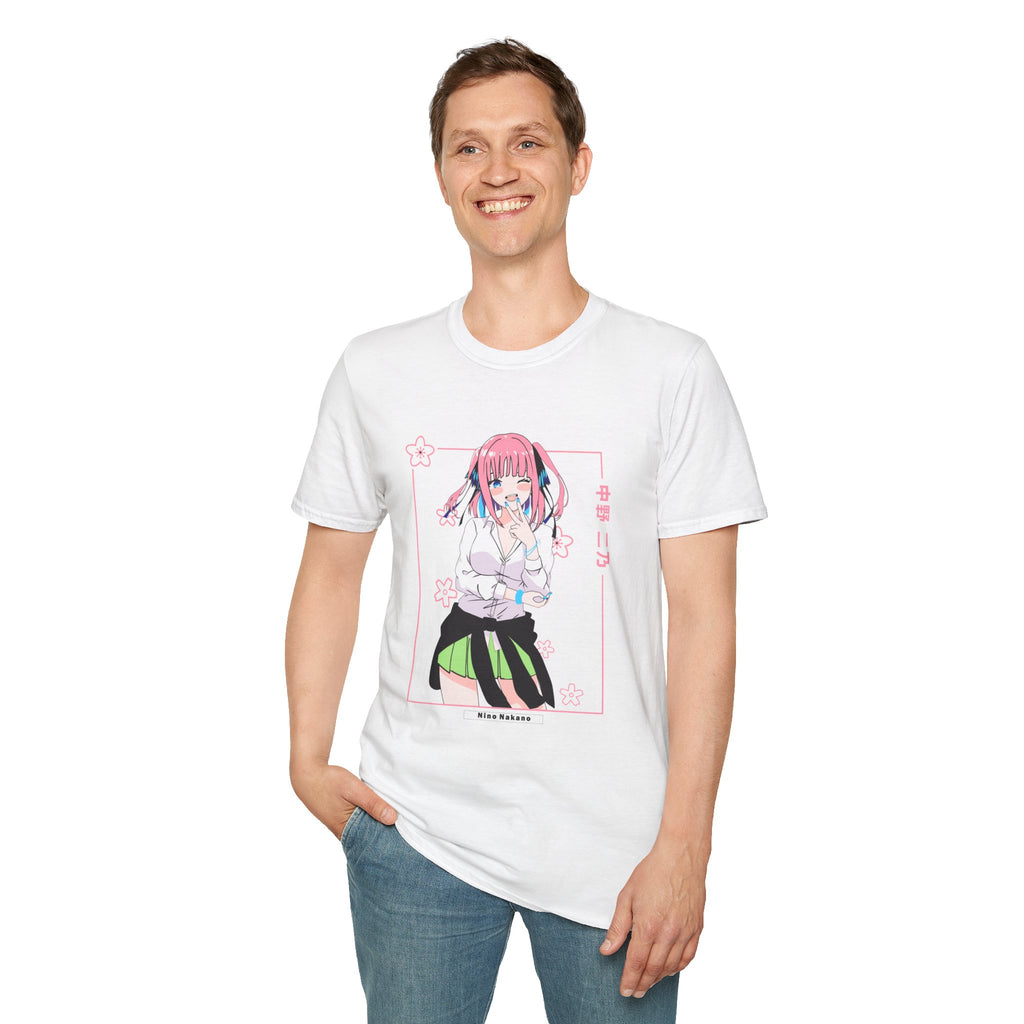 Anime Character T-Shirt — Cute Pink-Haired Schoolgirl Design ("Miku Nakano")