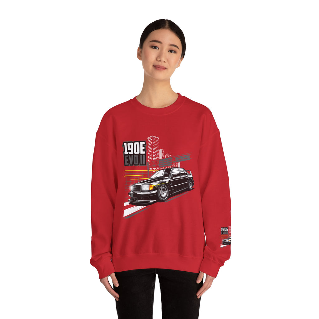 190E Evo II Crewneck Sweatshirt — Classic Mercedes 190E Car Graphic