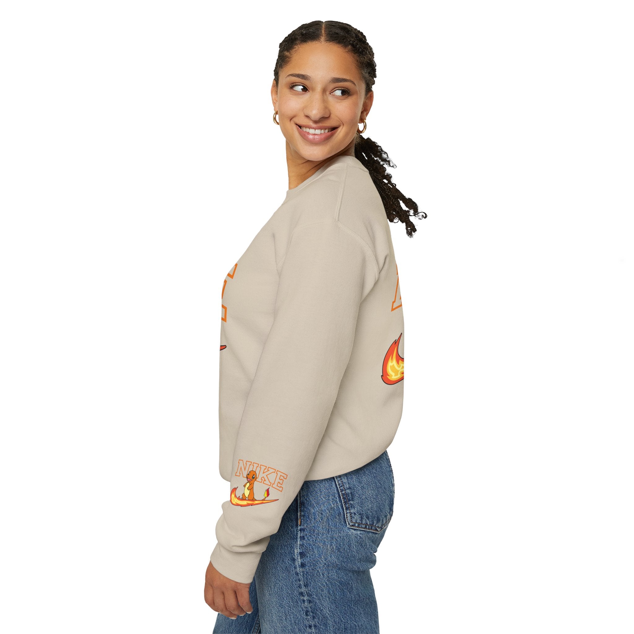 Charmande Flame Swoosh Crewneck Sweatshirt