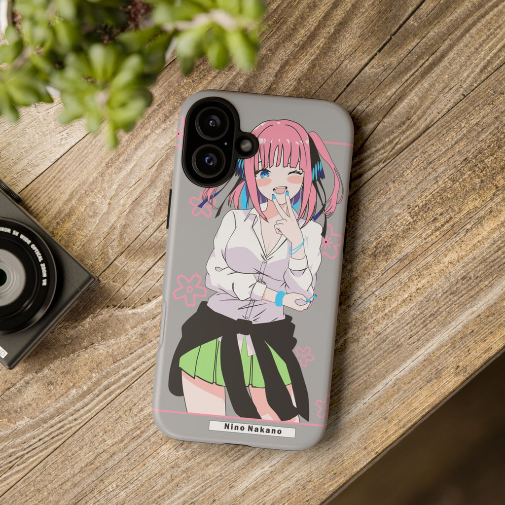 Anime Girl Phone Case — Pink Haired Schoolgirl "Nino Nakano" Cute Otaku Protective Case