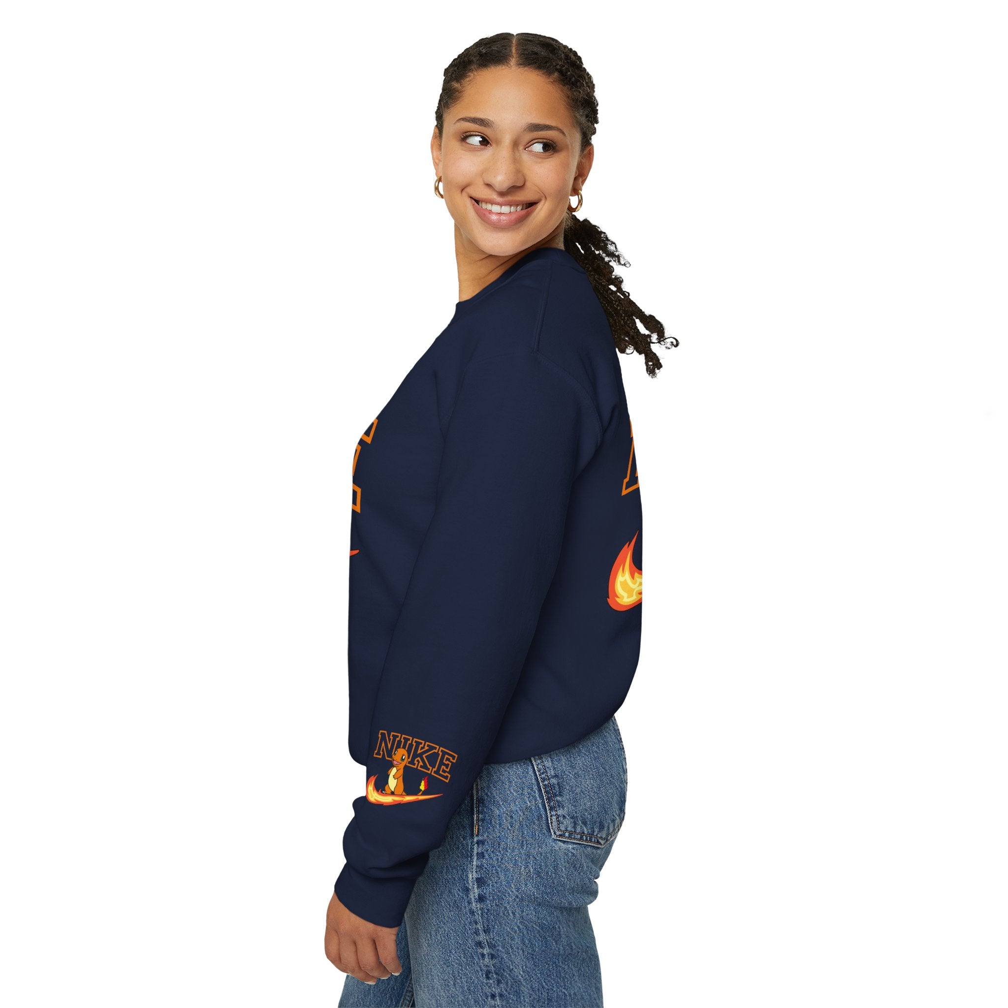 Charmande Flame Swoosh Crewneck Sweatshirt