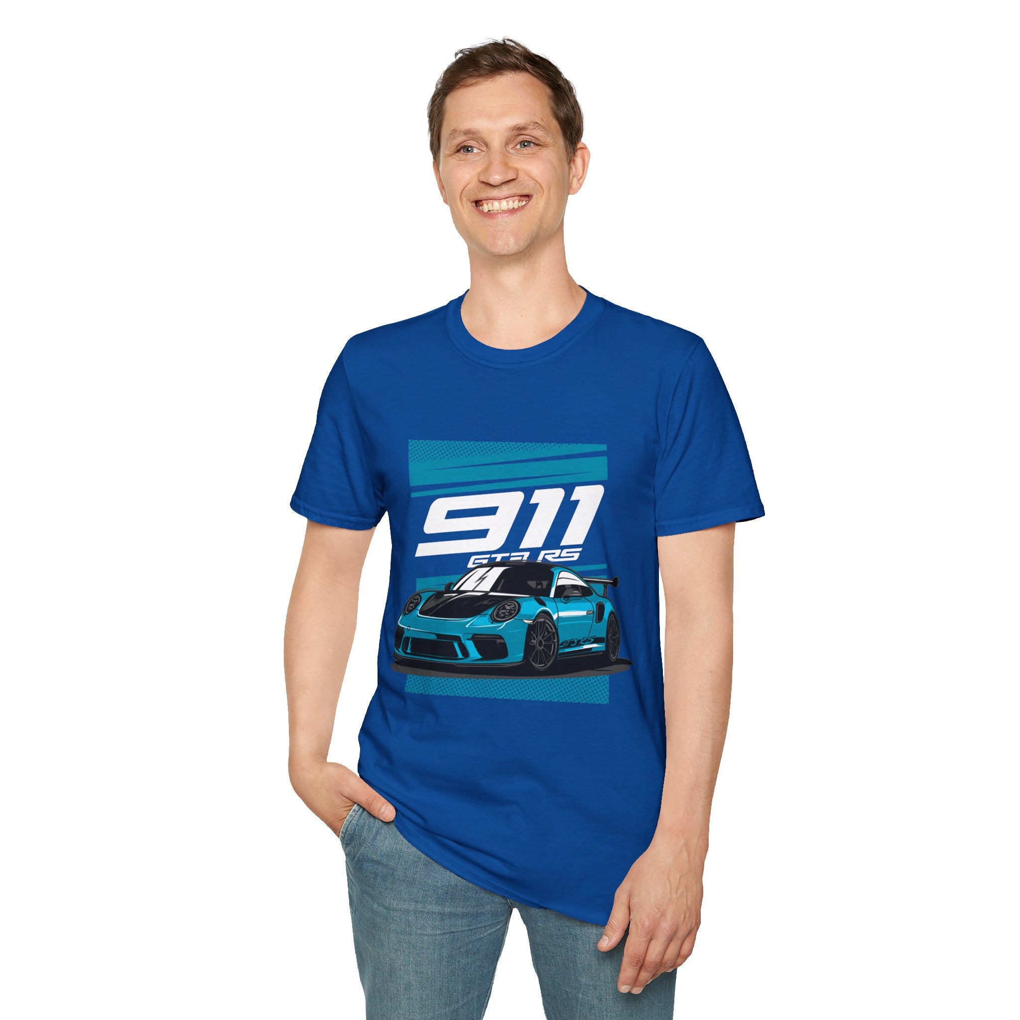 Porsche 911 GT3 RS Racing T-Shirt — Blue Track Car Graphic Tee