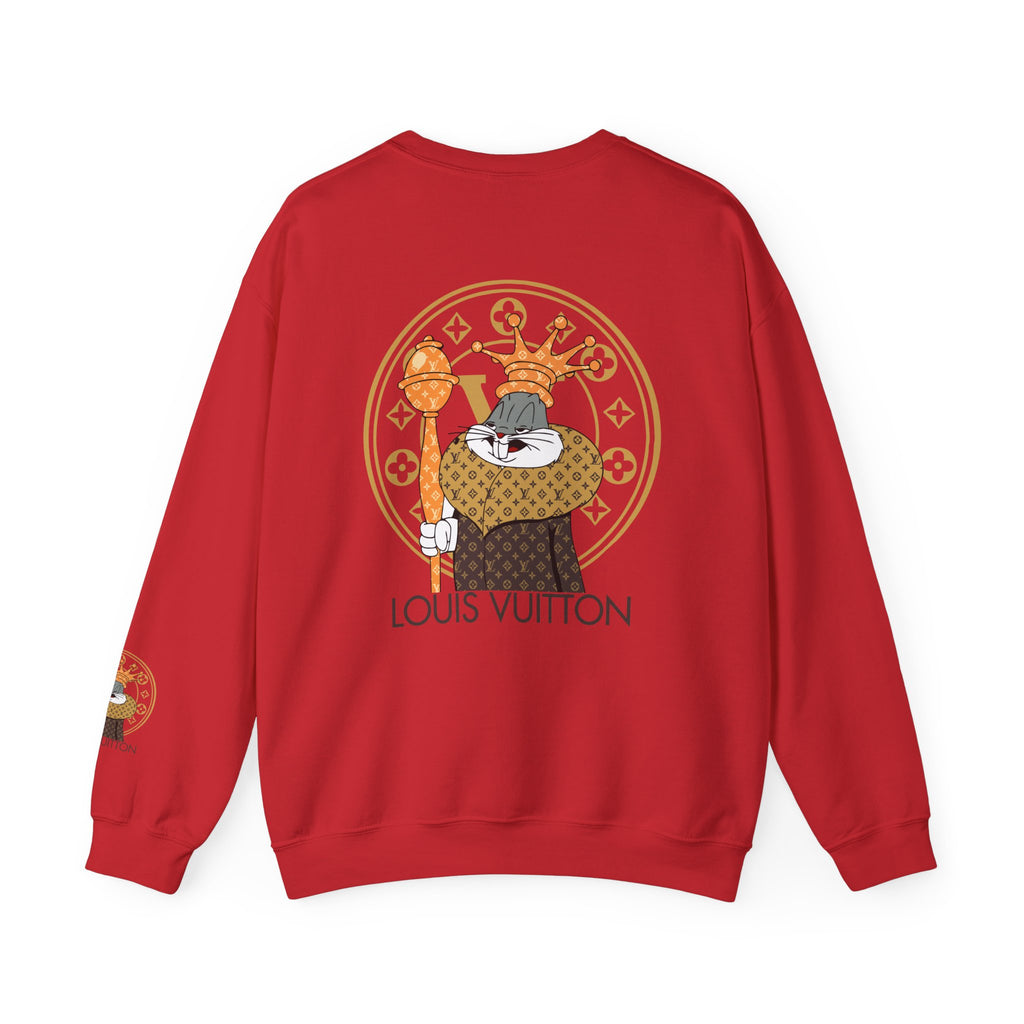 Luxury Logo Crewneck Sweatshirt — King Cat Graphic "Louis Vuitton"