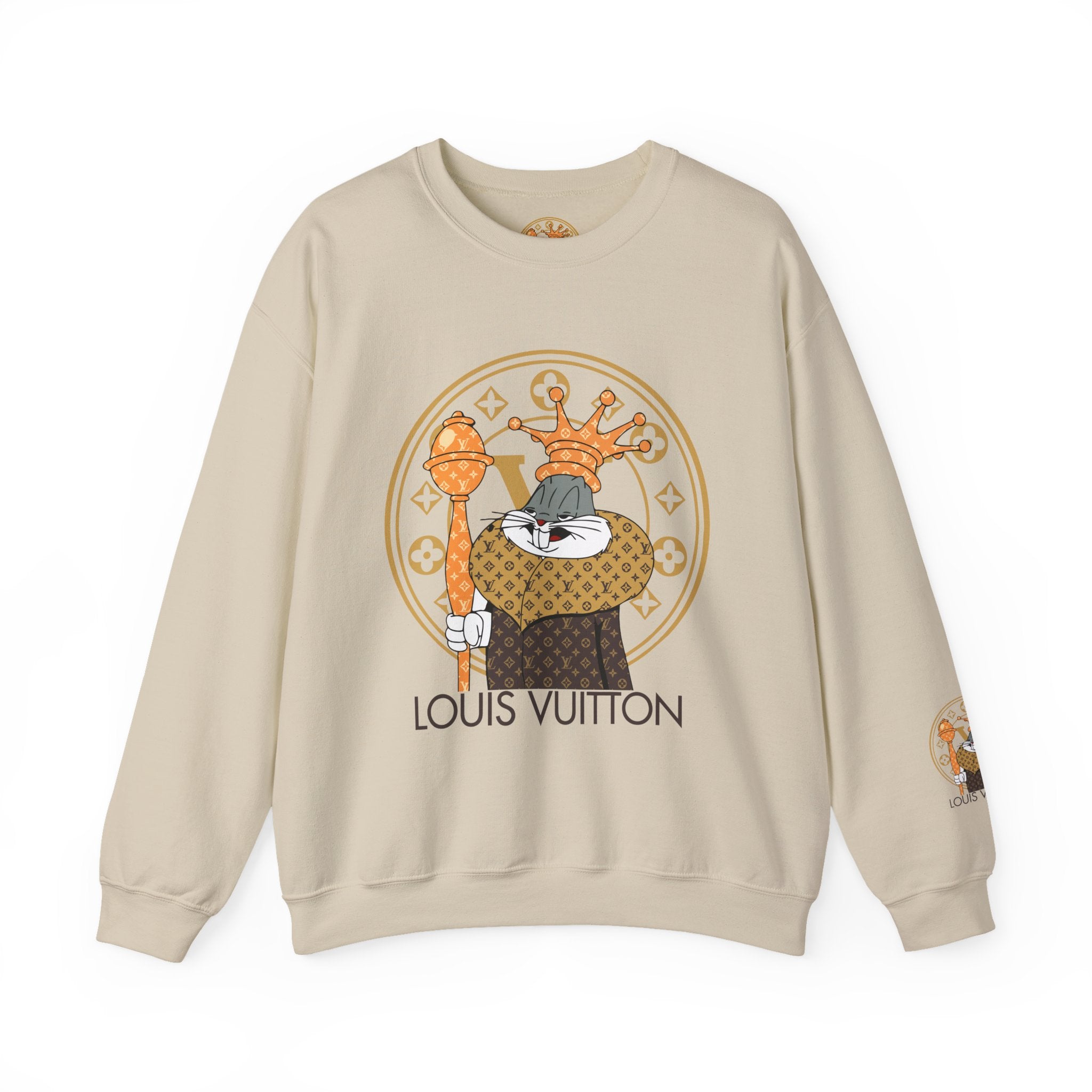 Luxury Logo Crewneck Sweatshirt — King Cat Graphic "Louis Vuitton"