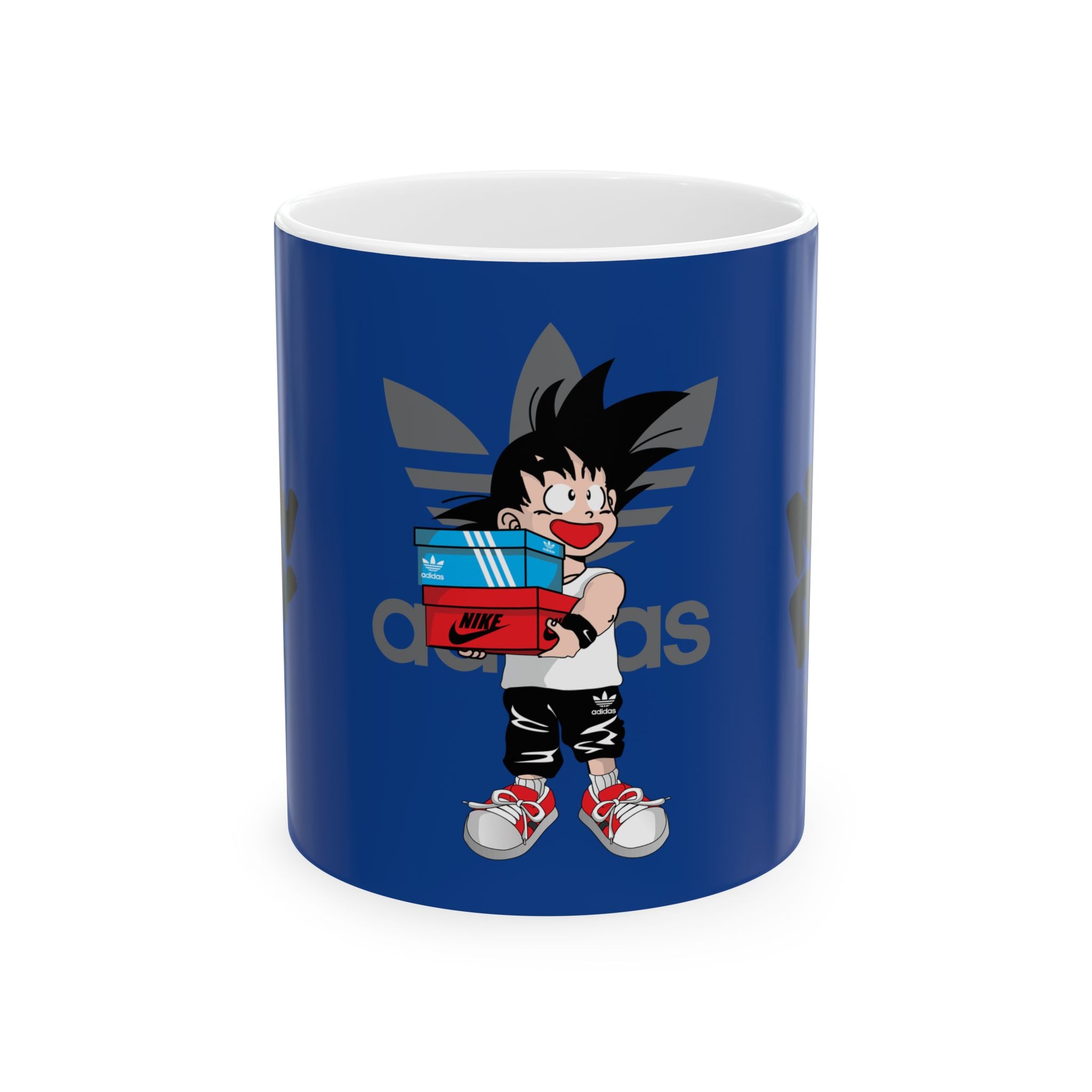 Anime Sneakerhead Mug — Cute Boy with Shoe Boxes, Retro Streetwear Coffee Cup (11oz/15oz)