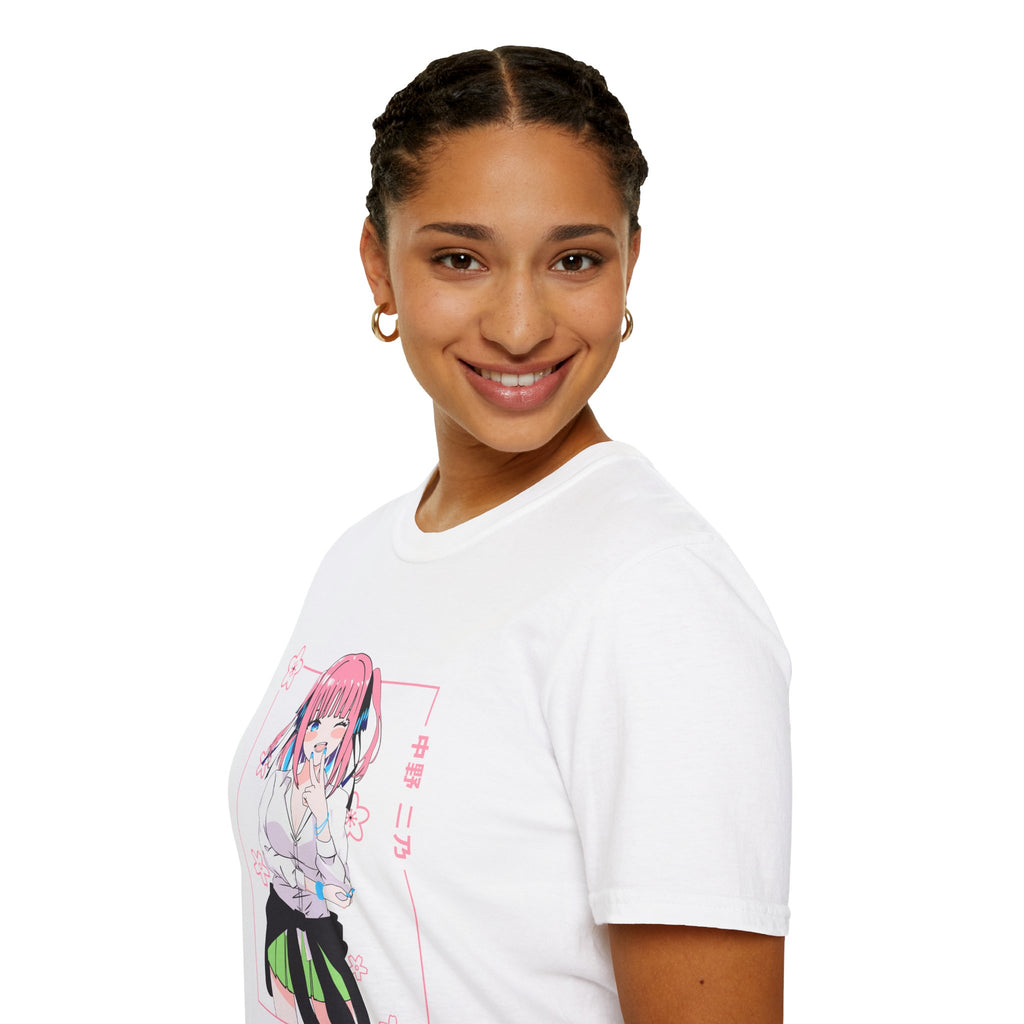 Anime Character T-Shirt — Cute Pink-Haired Schoolgirl Design ("Miku Nakano")