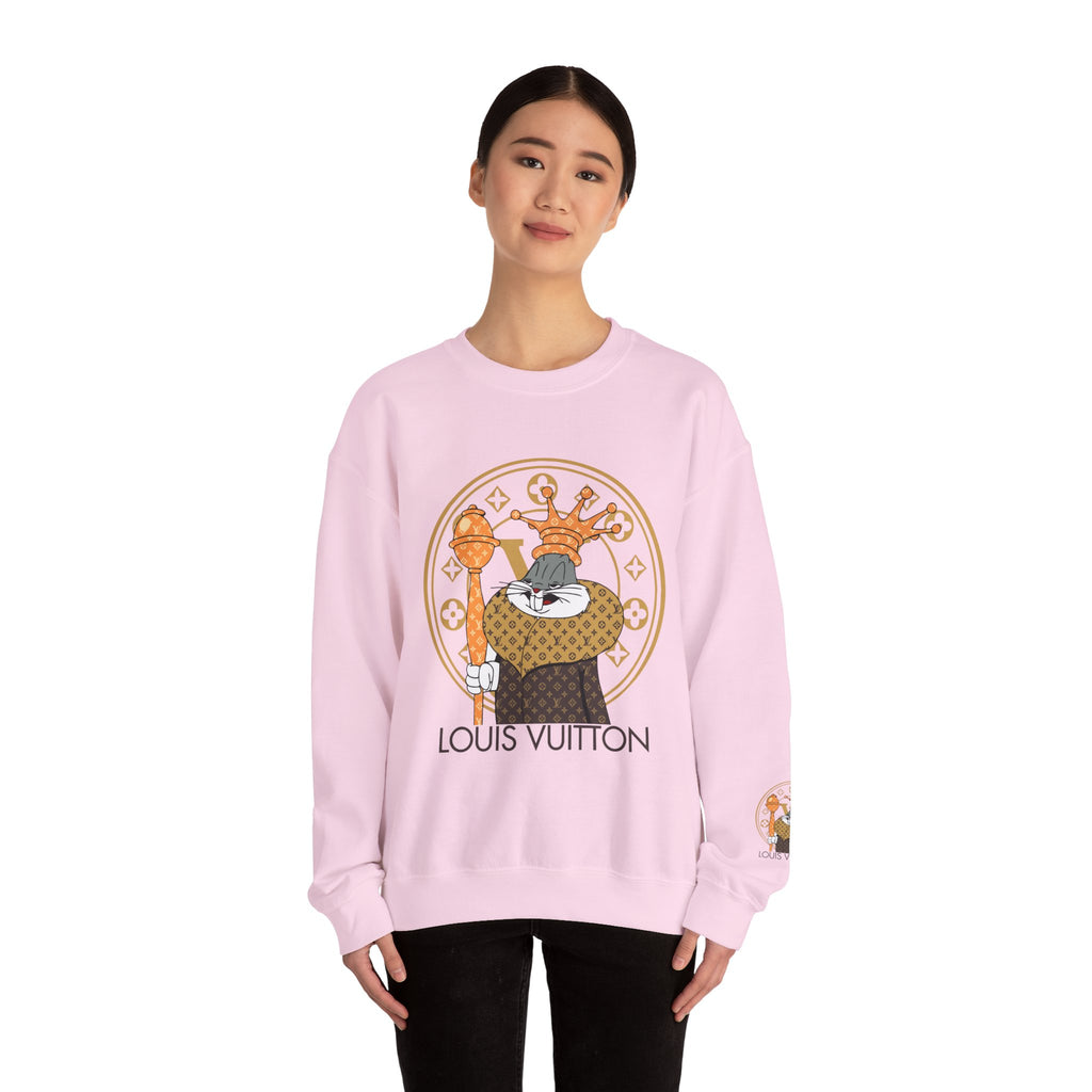 Luxury Logo Crewneck Sweatshirt — King Cat Graphic "Louis Vuitton"