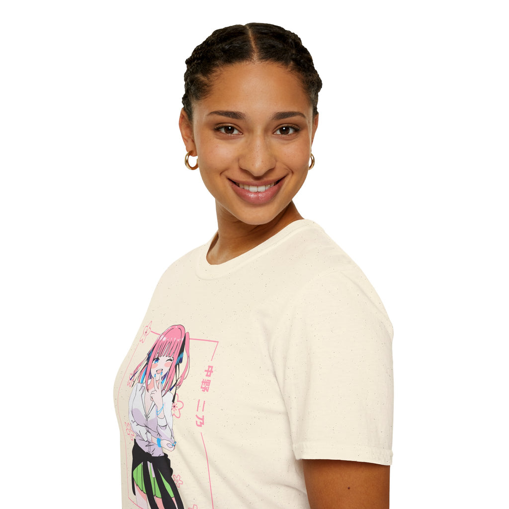 Anime Character T-Shirt — Cute Pink-Haired Schoolgirl Design ("Miku Nakano")