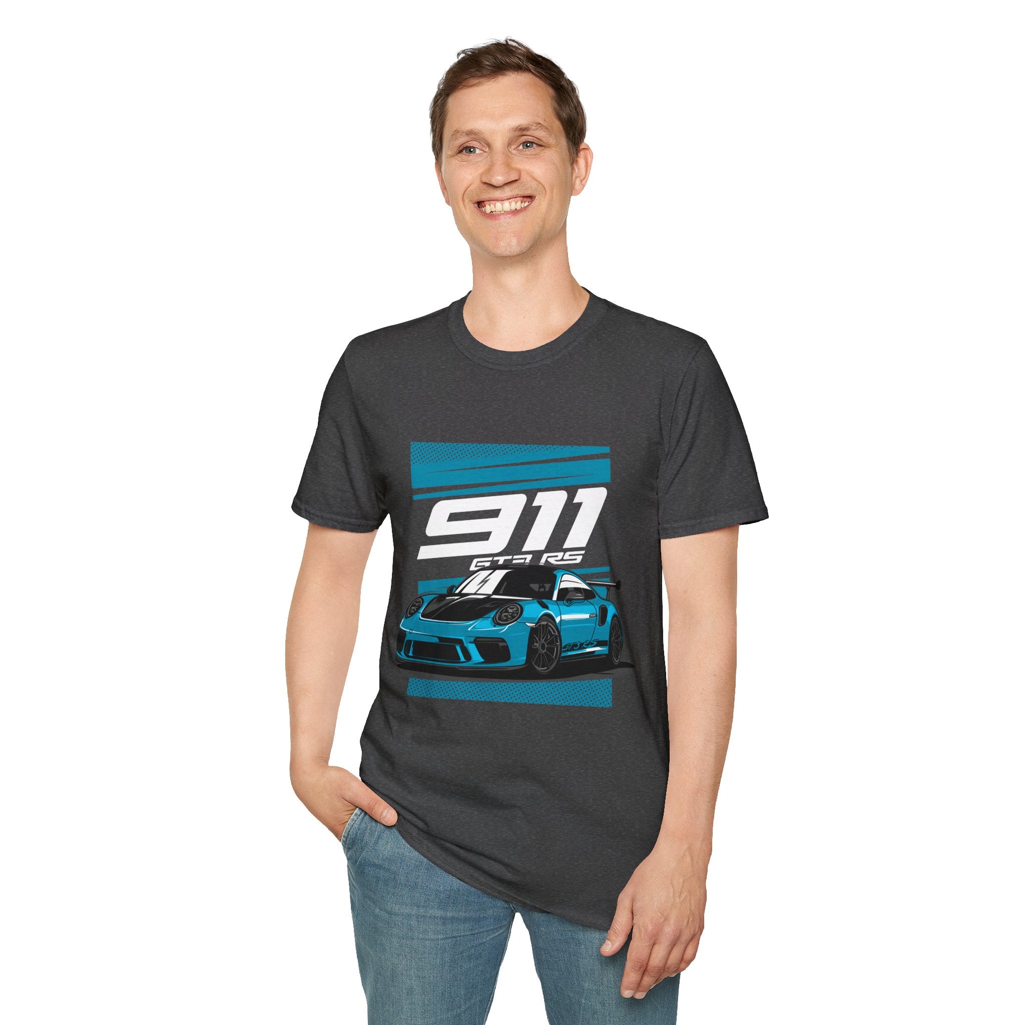 Porsche 911 GT3 RS Racing T-Shirt — Blue Track Car Graphic Tee