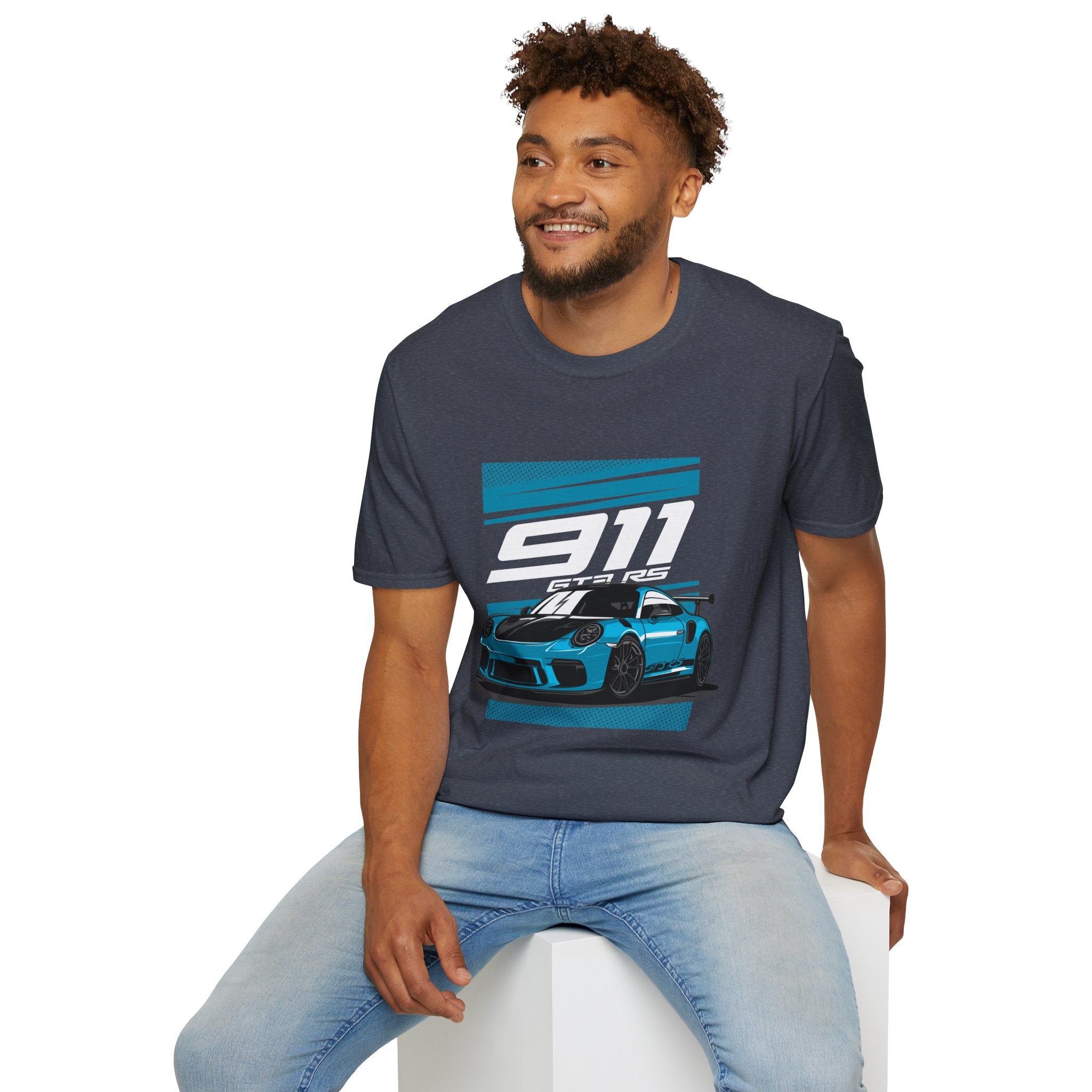 Porsche 911 GT3 RS Racing T-Shirt — Blue Track Car Graphic Tee