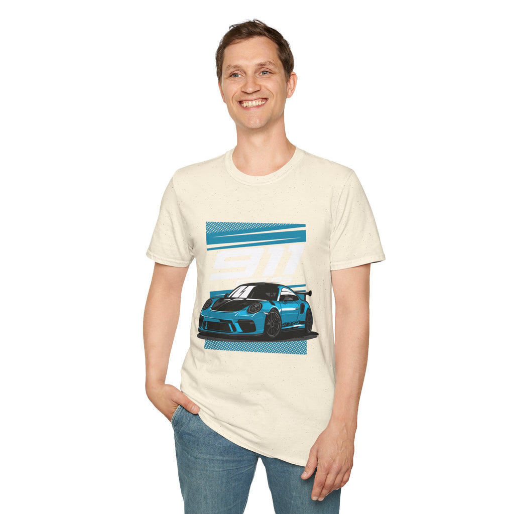 Porsche 911 GT3 RS Racing T-Shirt — Blue Track Car Graphic Tee