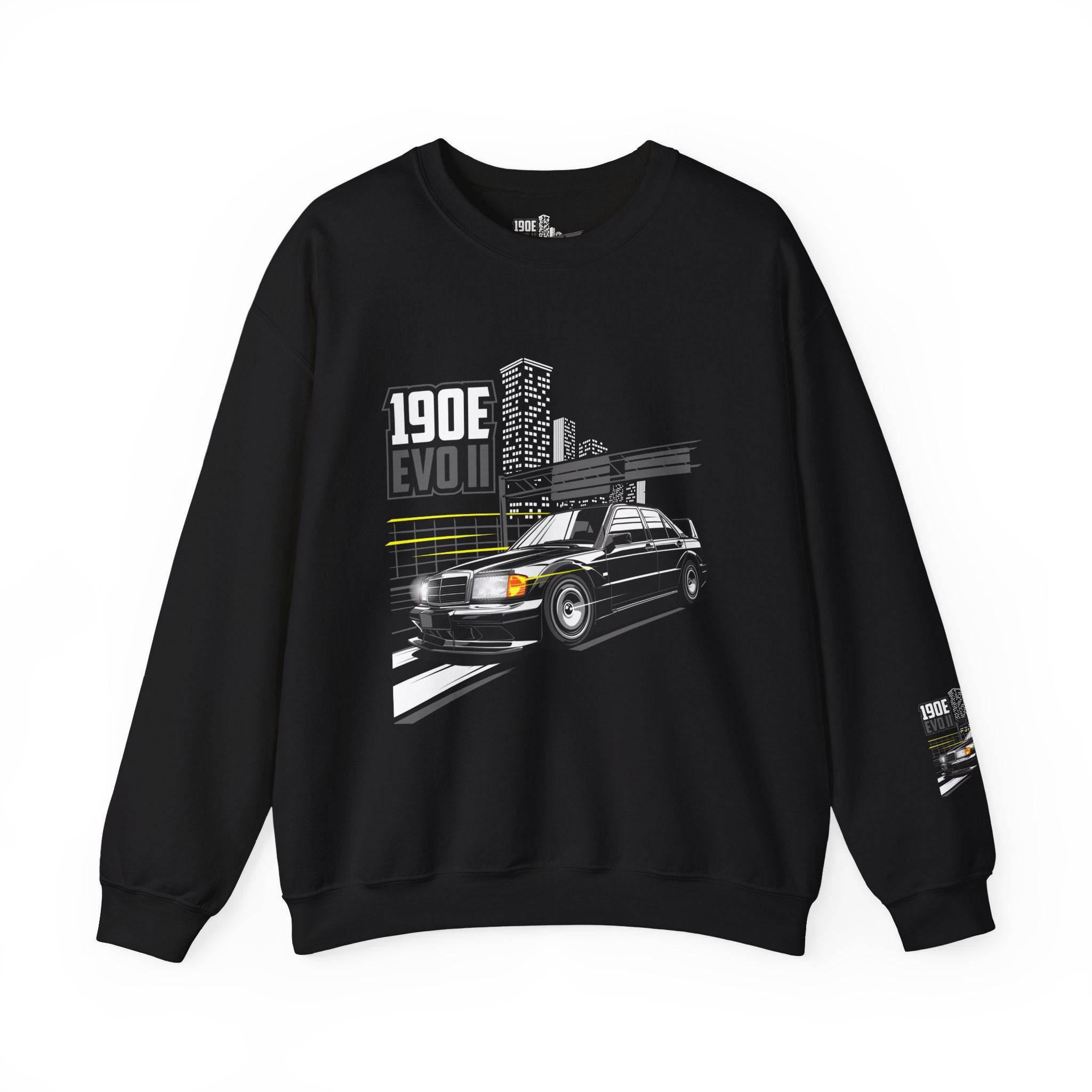 190E Evo II Crewneck Sweatshirt — Classic Mercedes 190E Car Graphic