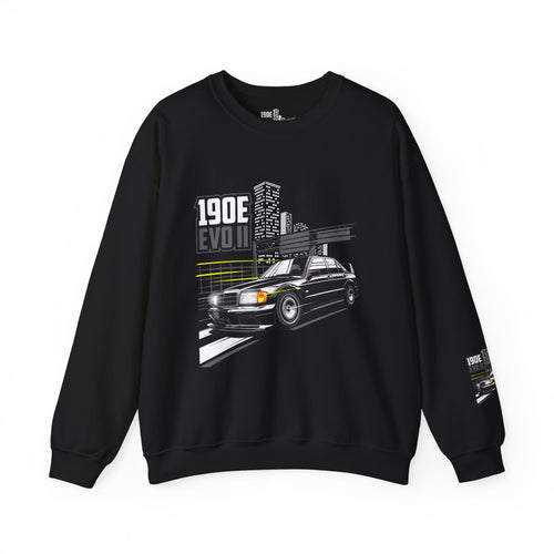 190E Evo II Crewneck Sweatshirt — Classic Mercedes 190E Car Graphic
