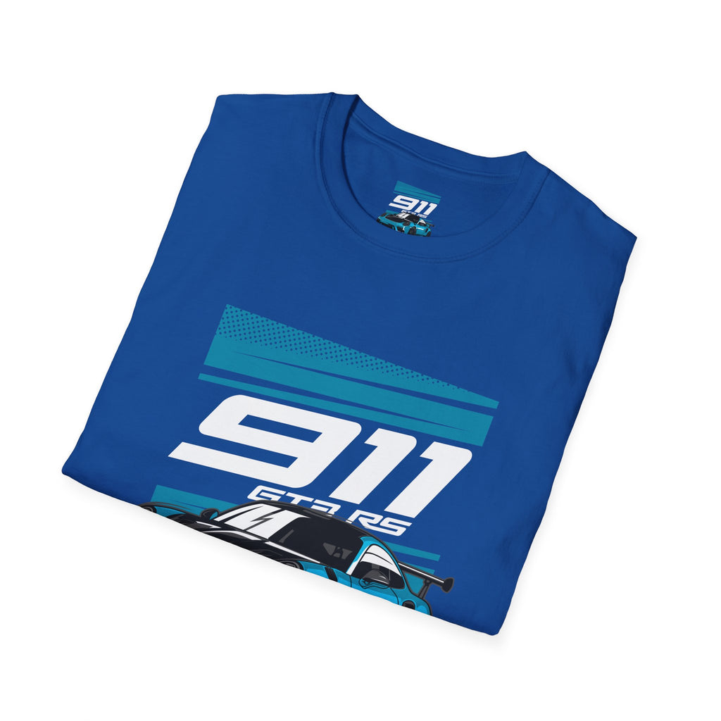 Porsche 911 GT3 RS Racing T-Shirt — Blue Track Car Graphic Tee